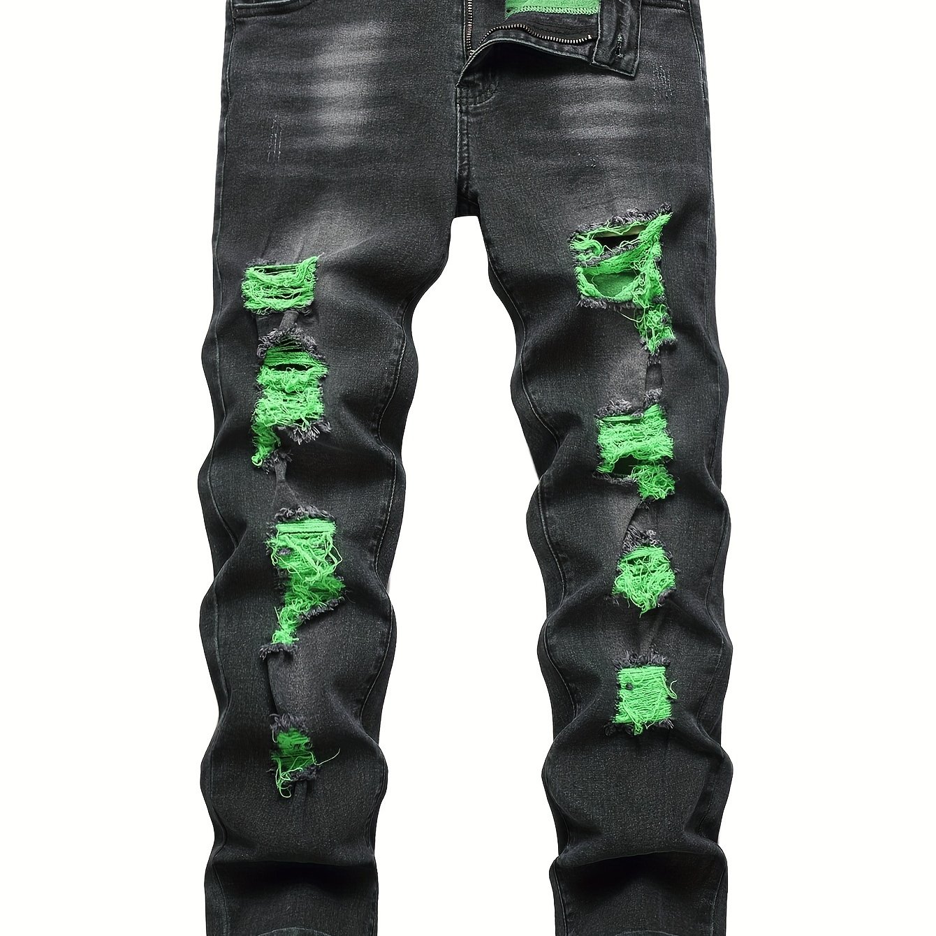 TEMU Men' Ripped Stretch Skinny Wild Jeans