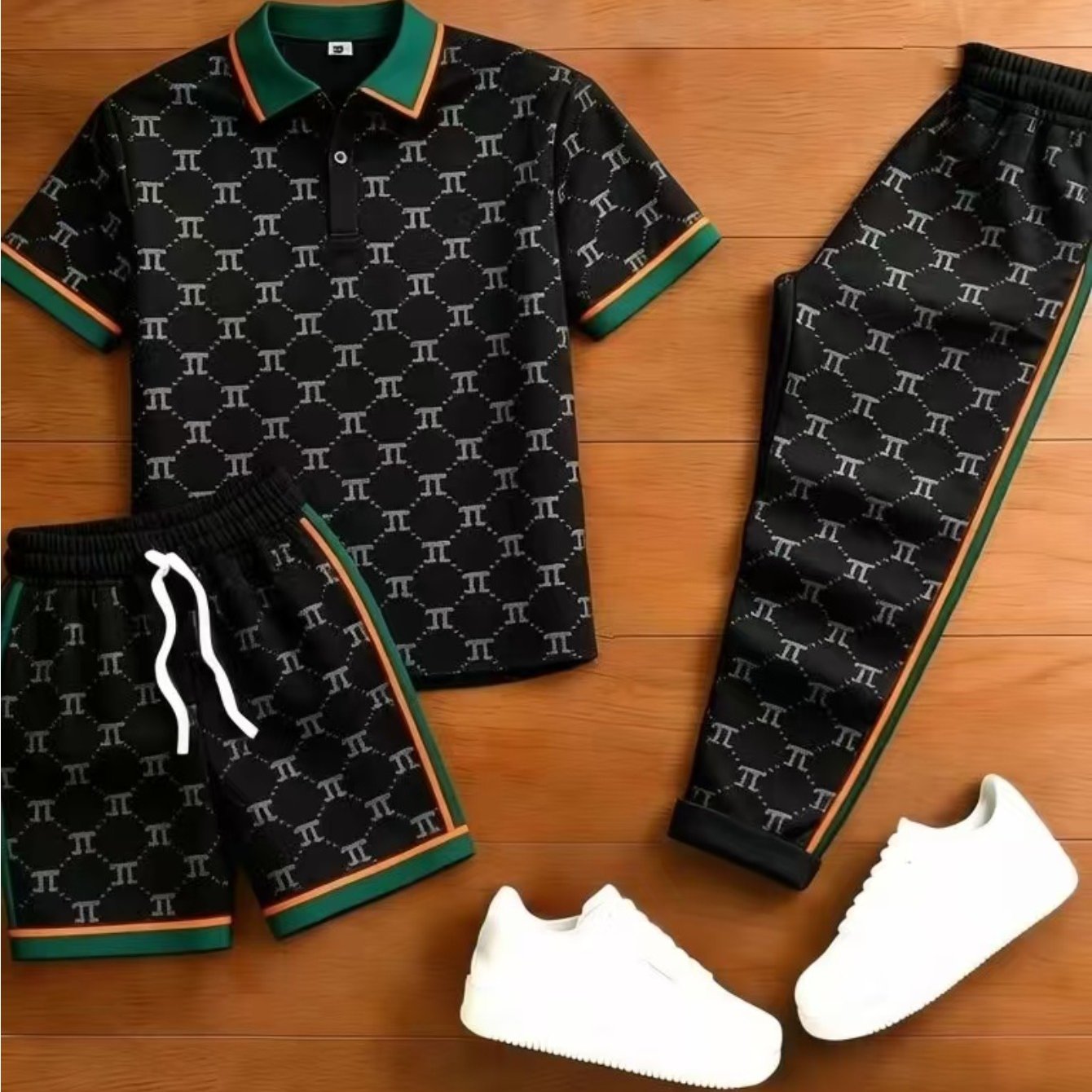 Image of 3pcs Suit: Men's Casual Sportswear - 3d Printing, Button-up Type, Including Short-sleeved Shirts, Shorts And Trousers, Comfortable Fabrics, Light , Casual Business, Daily Wear, For Gifts