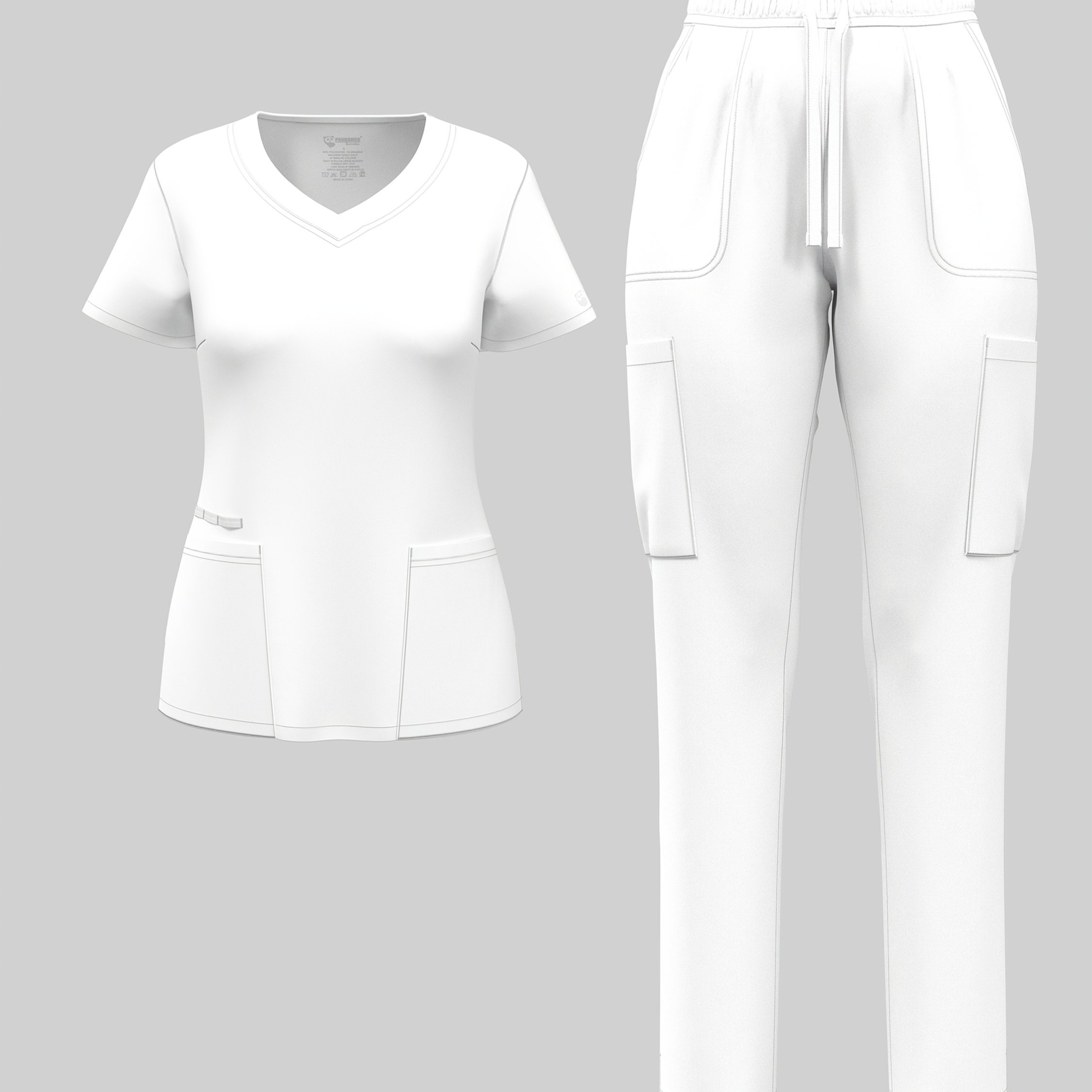 TEMU Stretch Women Nursing Scrubs Set -v Neck Classic Scrubs Uniforms Top Skinny Pants, Women's Clothings