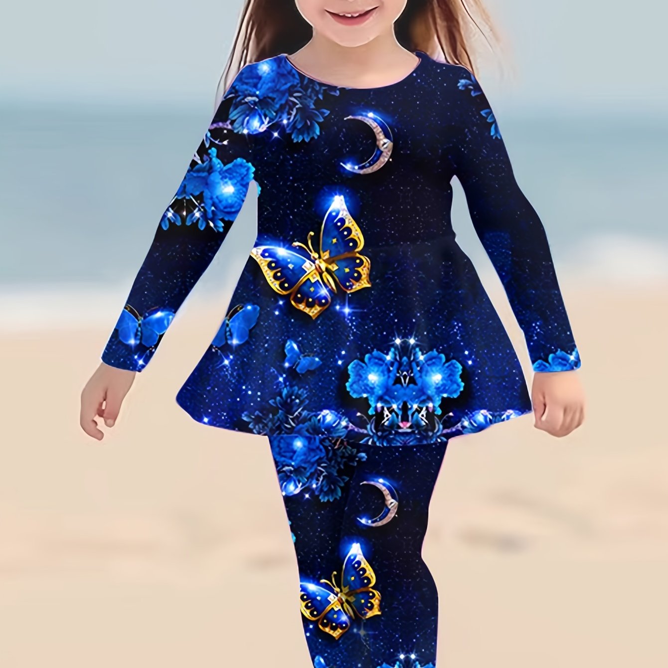 Girls' Vibrant Print Fashion Set, Perfect For Outdoor