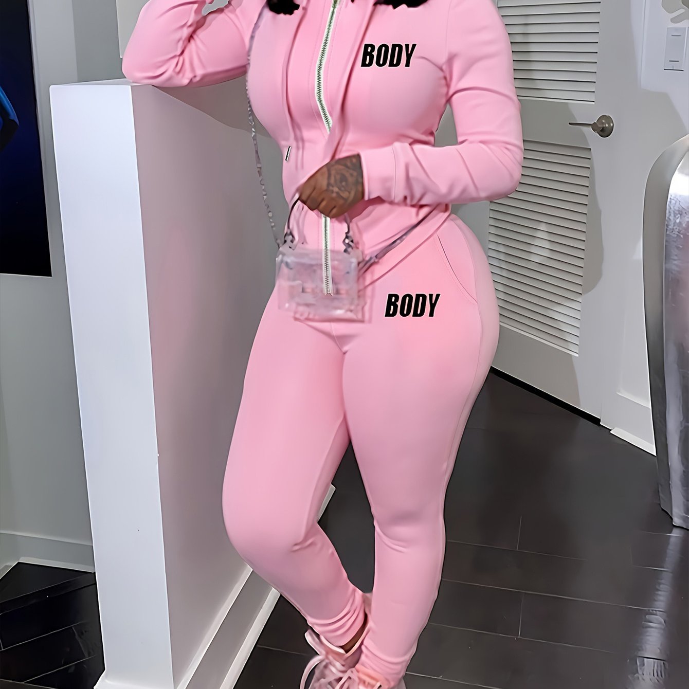 TEMU Women 2pcs Outfits Sweatsuit Long Sleeve Zip-up Hoodie Fall Winter Casual Jogger Sweatsuit Sets With Pocket