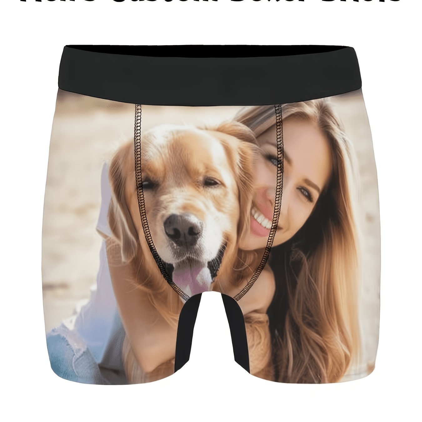 TEMU Custom Photo Men's Boxer Briefs, Portrait Pet Couple Photo Print Personalized Image Underwear, Photo Custom Fun Boxer Shorts, Unique Valentine's