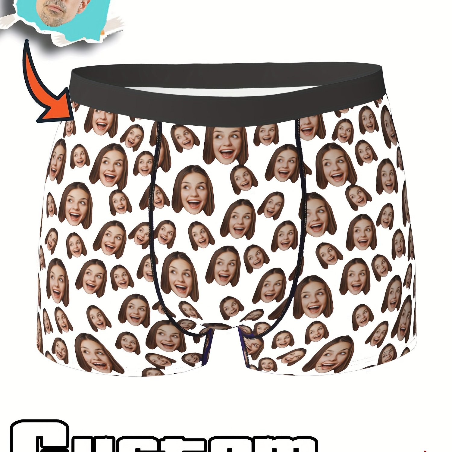 TEMU Bóxers personalizados con foto de cara, bóxers con foto de cara personalizados, ropa interior con cara, regalos de San Valentín/Aniversario//,