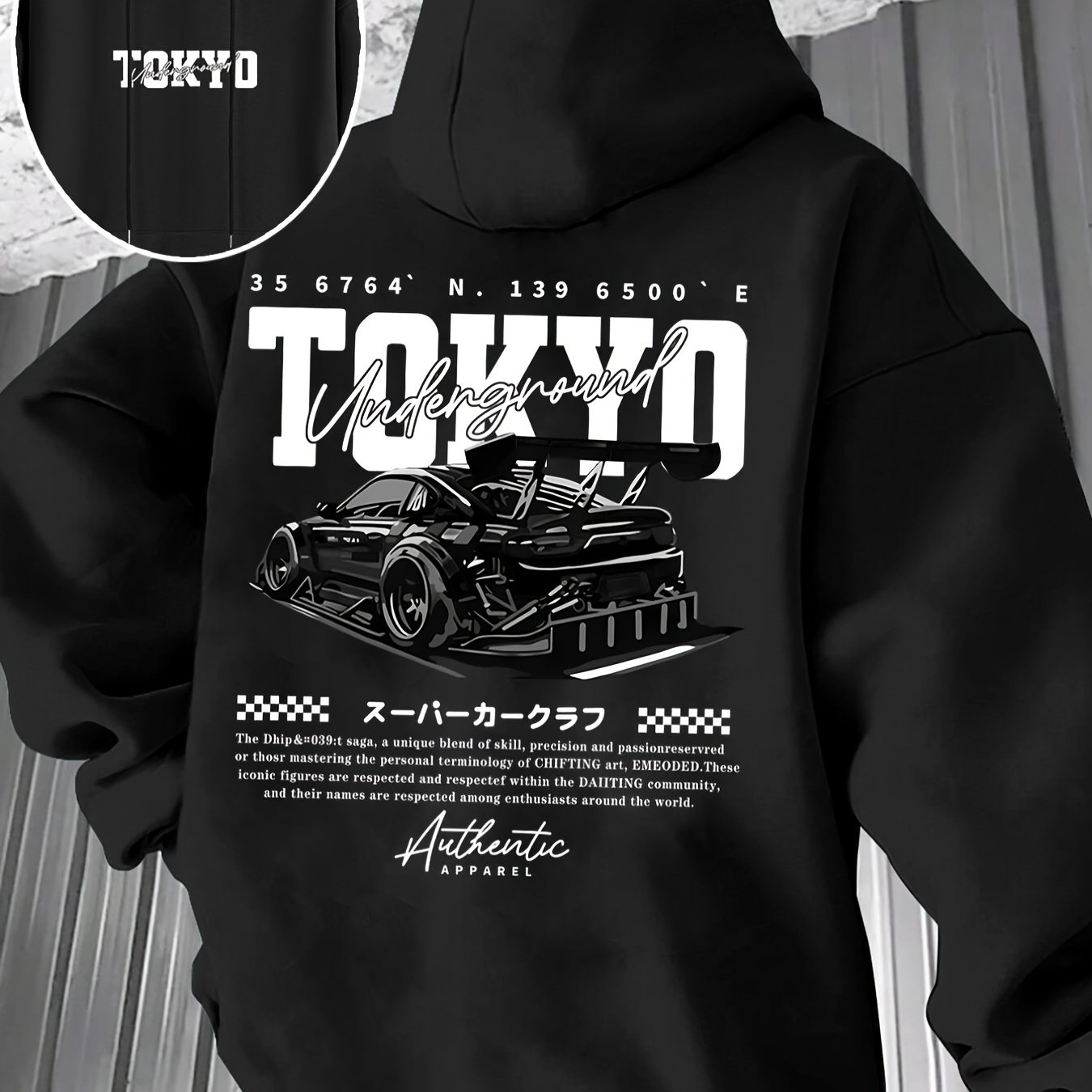 Image of Men's Hooded Sweatshirt, Tokyo Sports Car Print, Autumn/winter Casual, Suitable As A Gift
