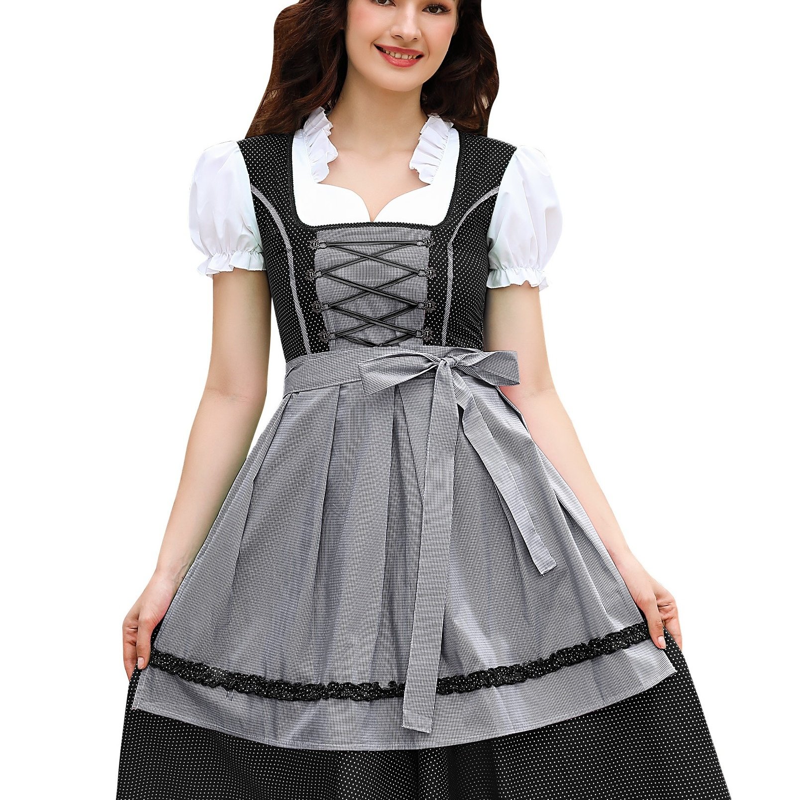 Women's Dirndl Midi 2pcs Traditional Dress For Oktoberfest Including Dirndl Dress