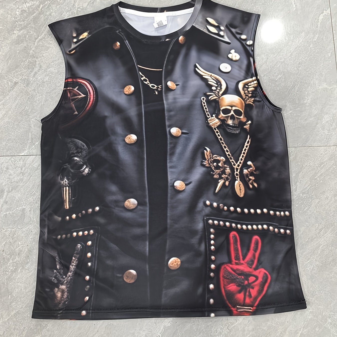 TEMU Diseño de Estampado – Sin /Sin Bordado/Sin Lentejuelas, Chaleco sin de Hombre a , Estampado de Estético , Decorativo Simétrico, Rojos