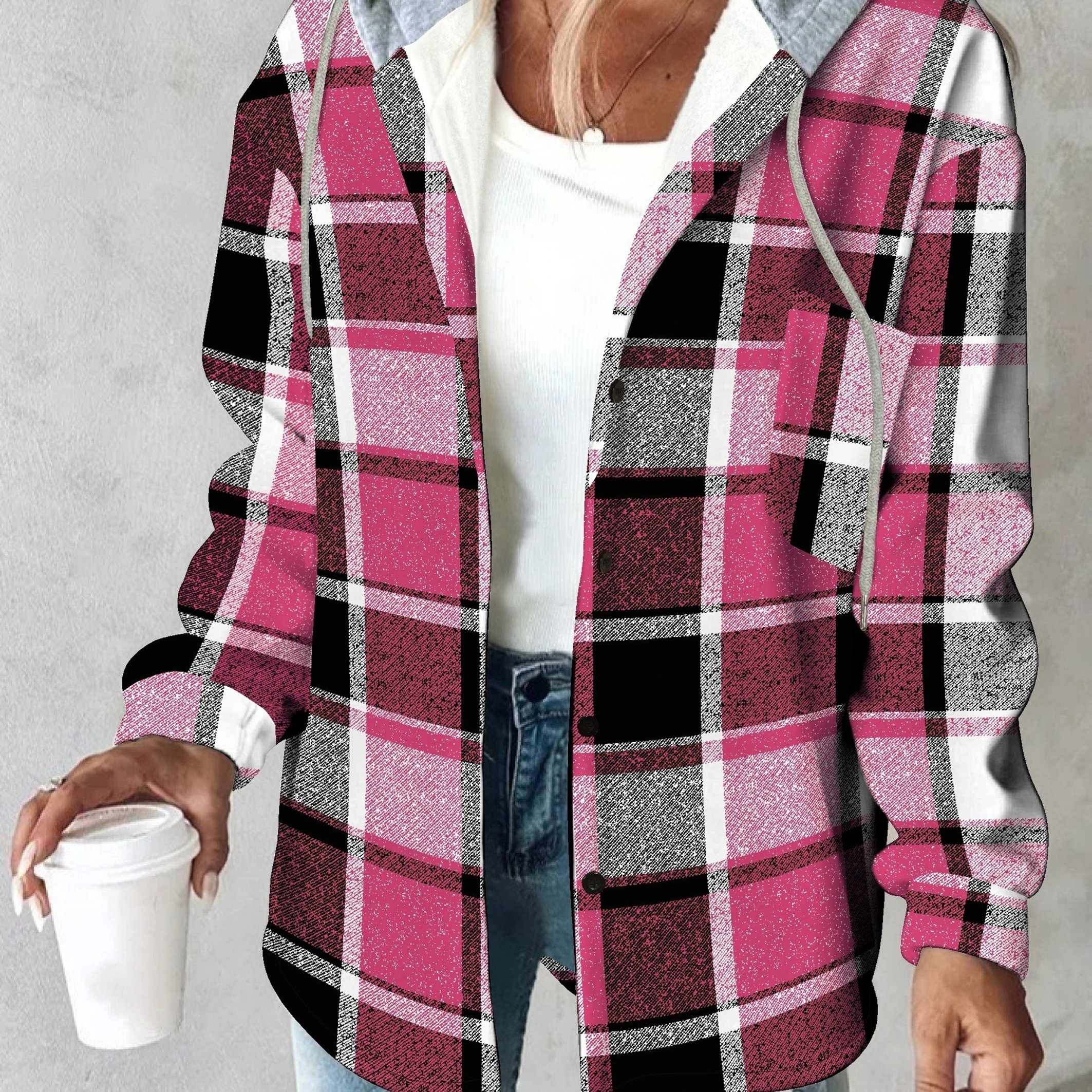 Women's Casual Print Fall Winter Thickened Hooded Jacket