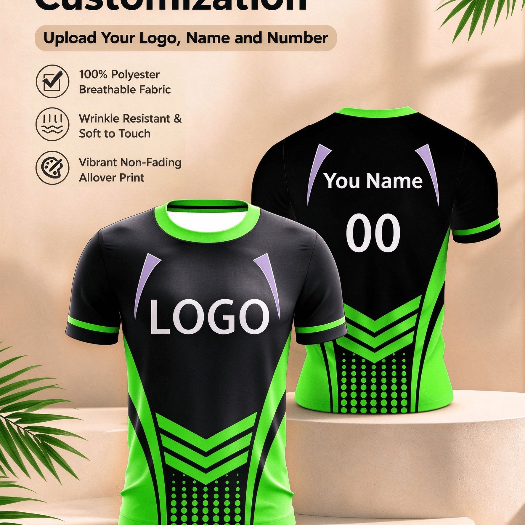 TEMU Personalized Custom -block Crew Neck Sports Shirt, Full Customization With Name, Number & Pattern, Quick-dry Breathable Stylish Short Sleeve Top