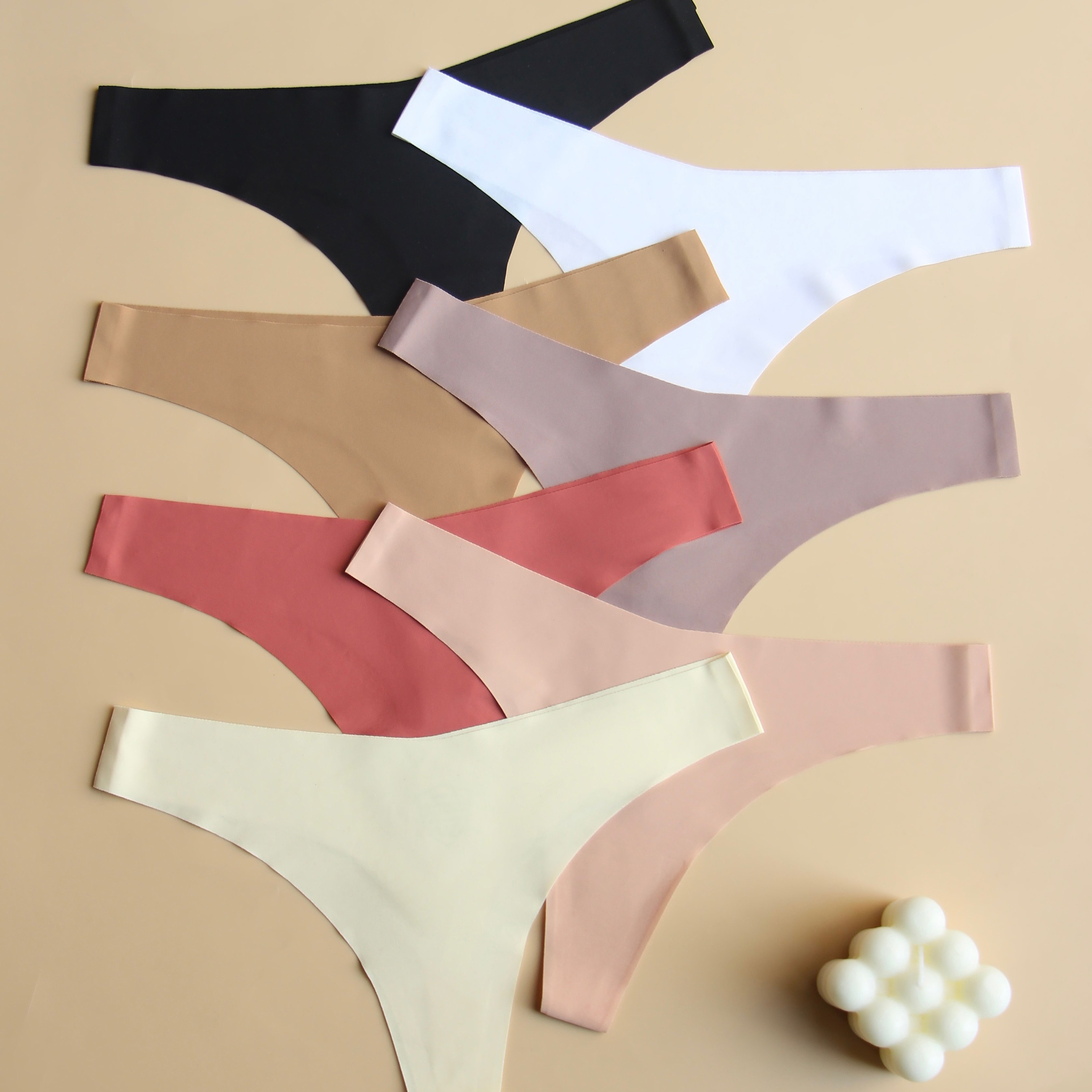 Image of 7pcs Plain-colored Non-marked Sexy Ladies Underwear Non-marked Breathable Soft Comfortable Personality Underwear Women Seamless Suit