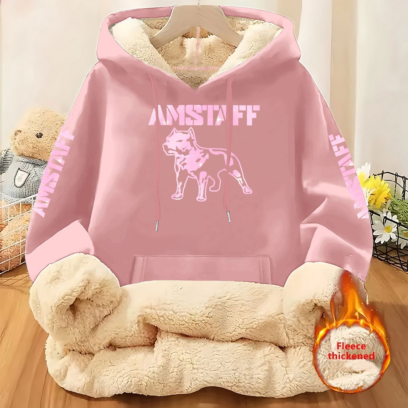 TEMU Fashionable - Gentle And Sweet-! -themed Printed Pattern Sweatshirt, Women's -lined Warm Hooded Sweatshirt, Suitable For Autumn And Winter,