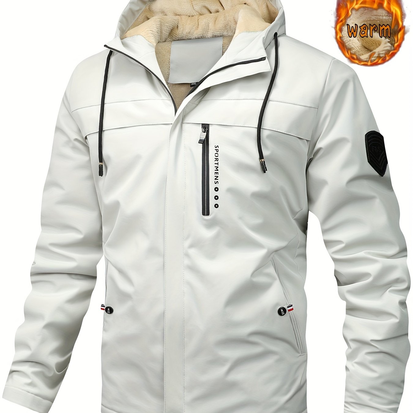 Warm Fleece Hooded Jacket Men's Casual Winter Jacket Coat