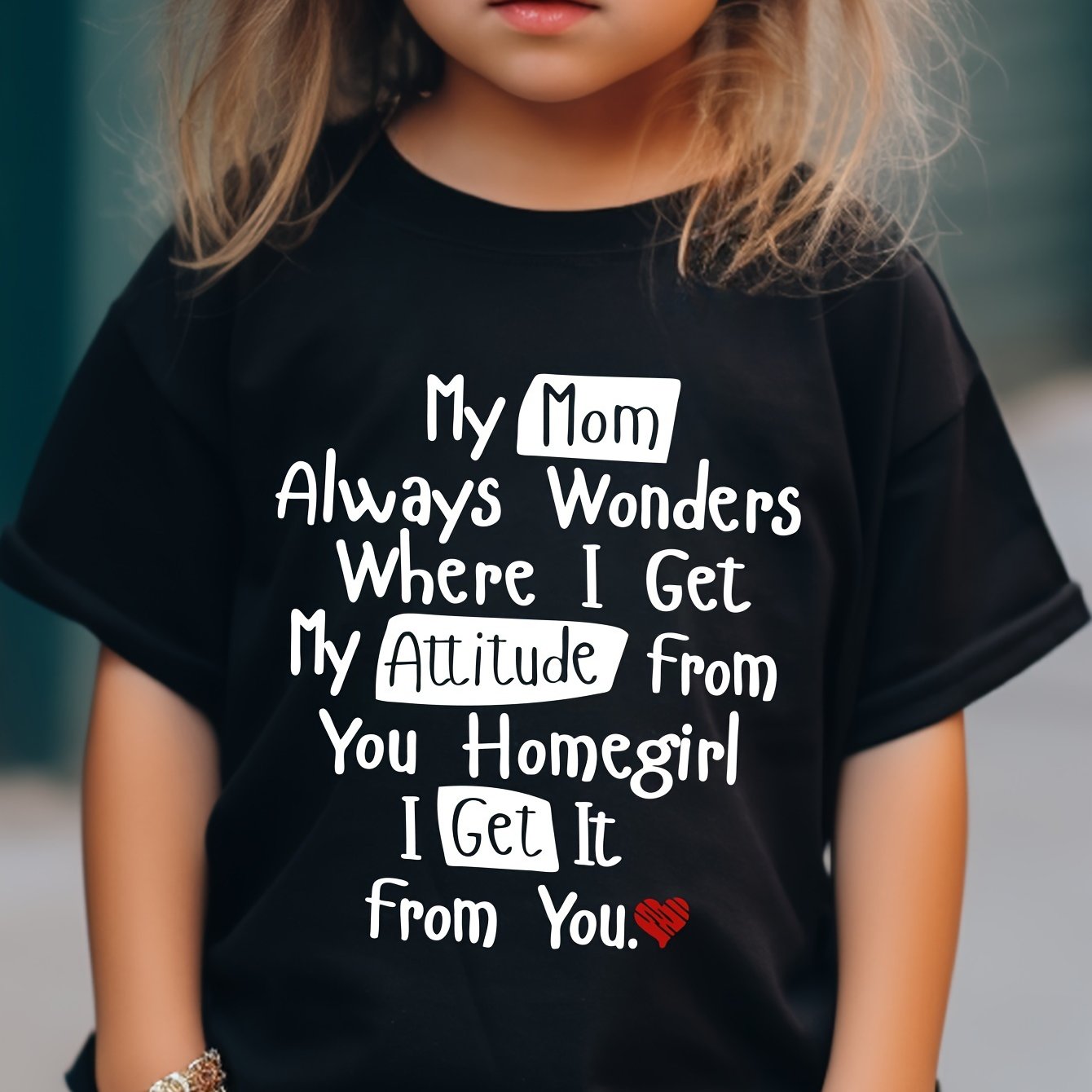 Cotton Short Sleeve Girl Where I Get Letter Print Soft Fashion Round Neck T-shirt
