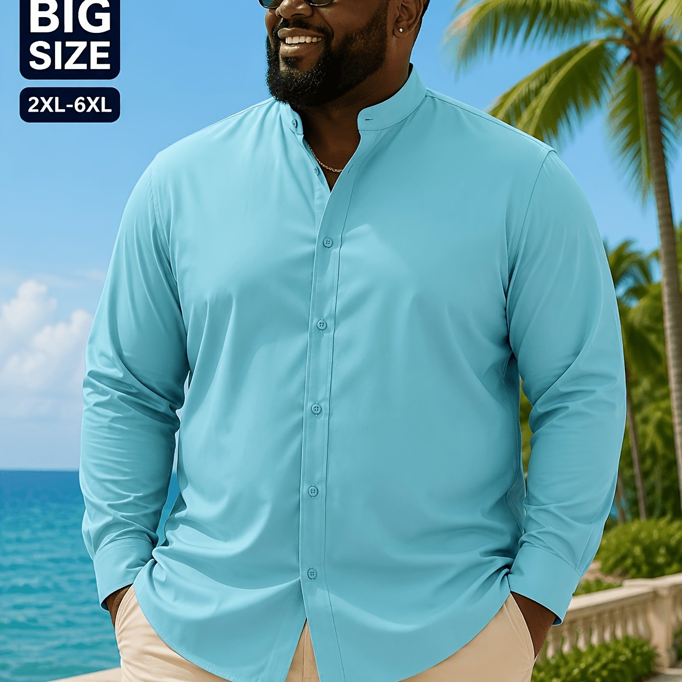 Men's Collar Plus Size Shirt (5 Colors ) Light Business Men's Plus Size Formal Wear, Outdoor Golf Fishing Travel Sports Breathable Plus Size Collar Shirt, Elastic Plus Size Not Tight