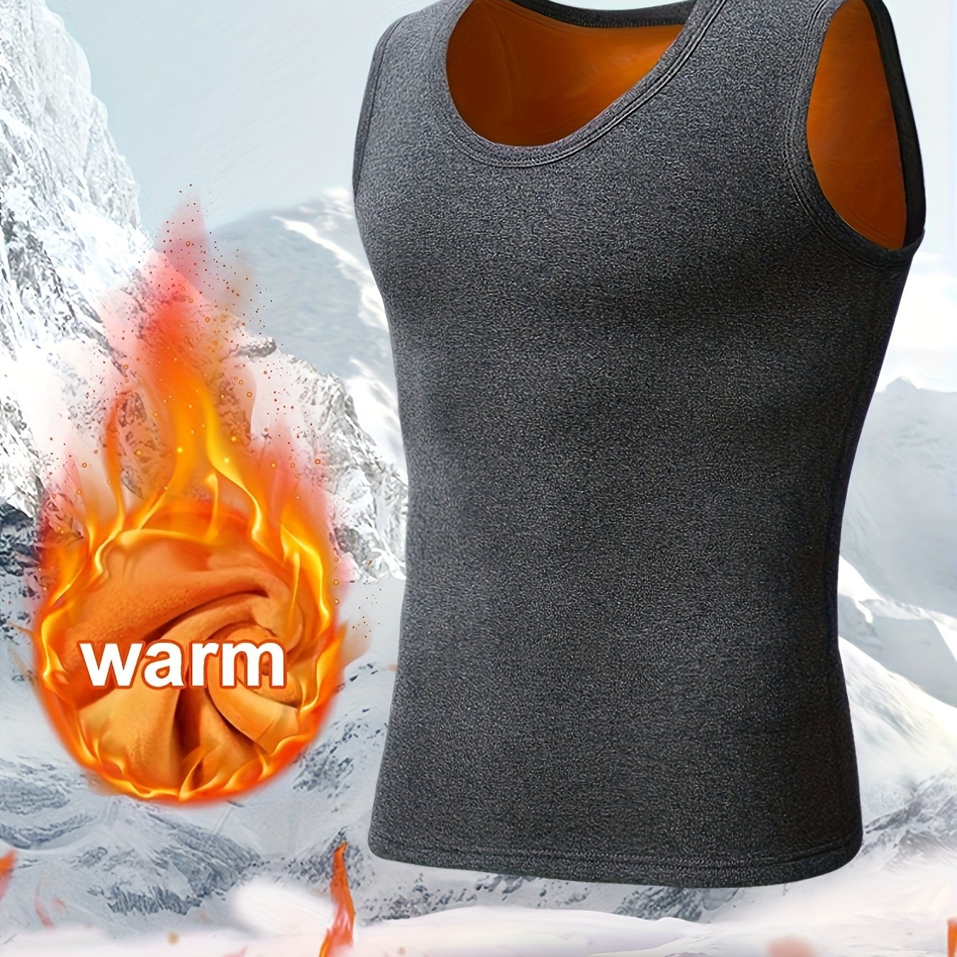 TEMU Autumn/winter Men's Thickened -lined Thermal Fitted Athletic Vest, Warm And Windproof Golden Vest For Outdoor Cold Weather Protection