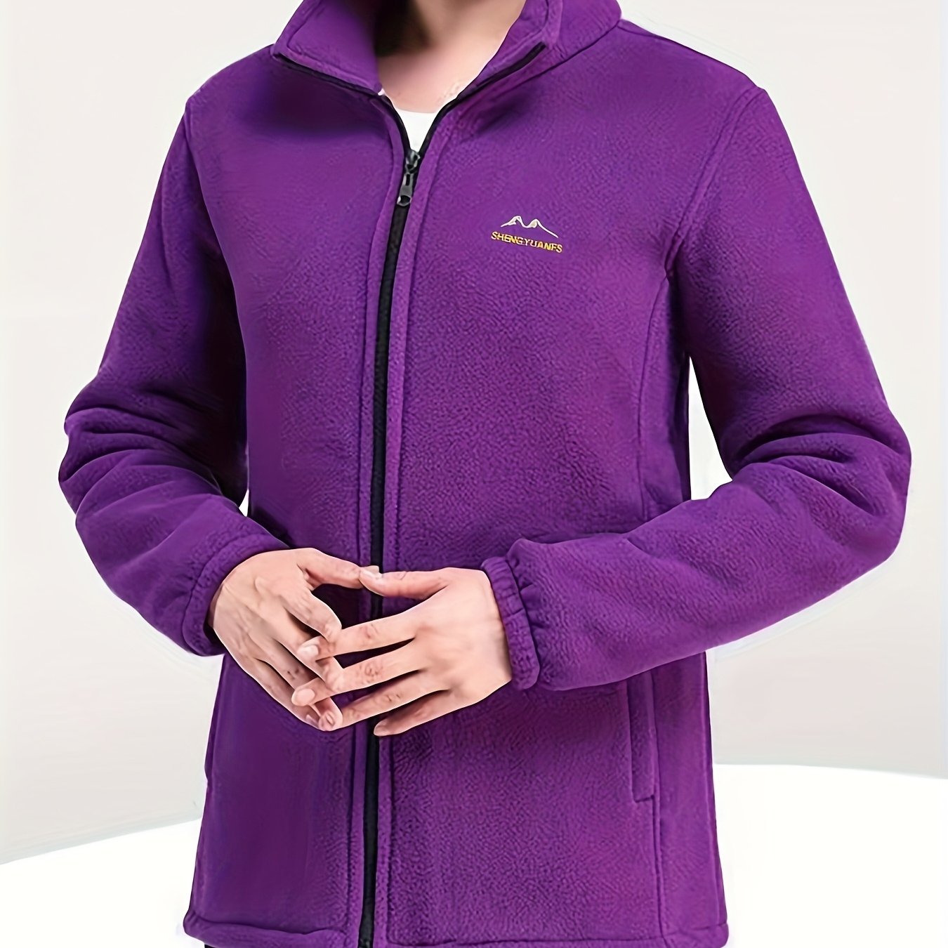 TEMU Autumn Winter Wear Fleece Cold-proof Warm Women's Jacket Thickened Warm Top Middle-aged Easy Solid-colored Warm Outerwear Sweatshirt Jacket
