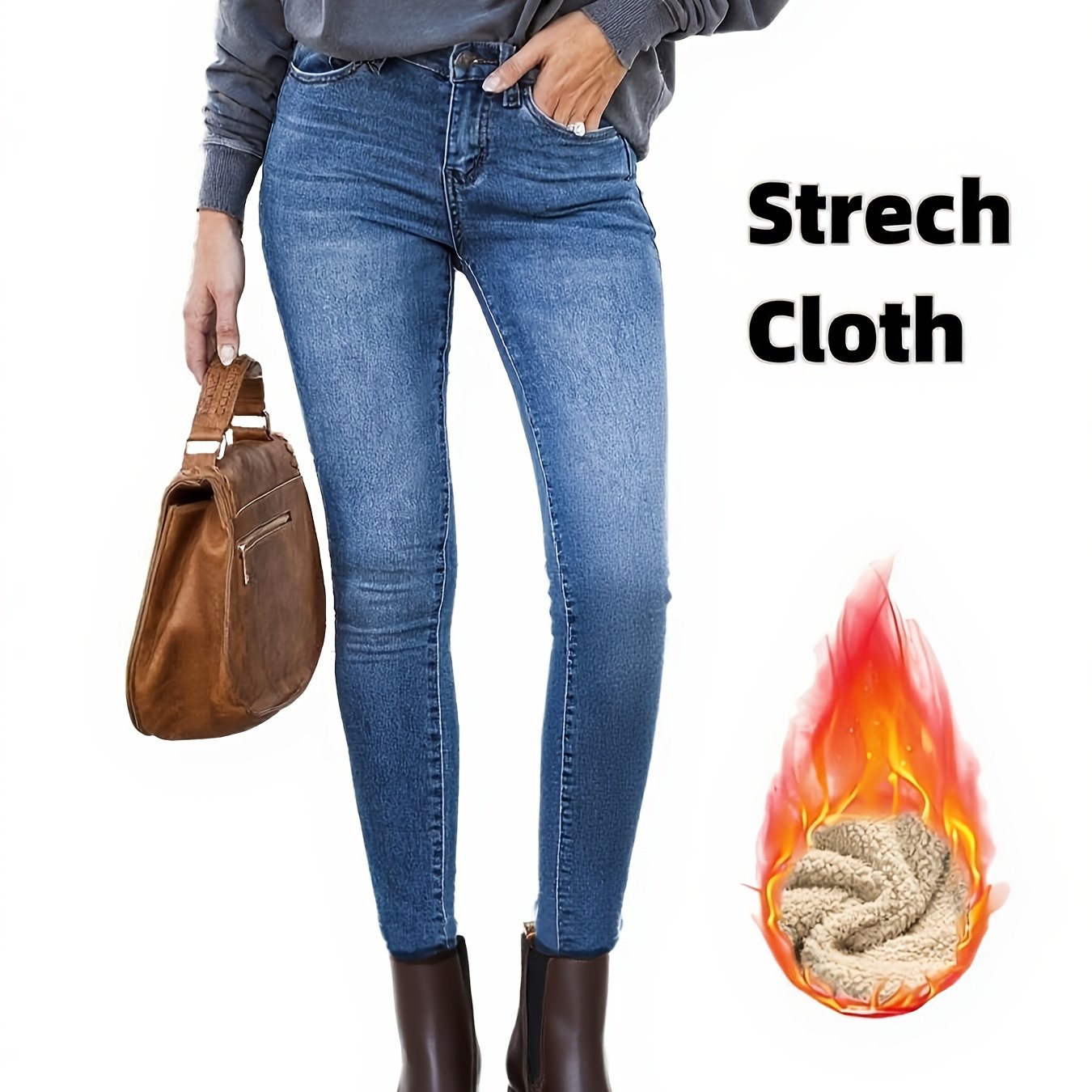 Extra Thick Lambswool Blue Stretch Jeans