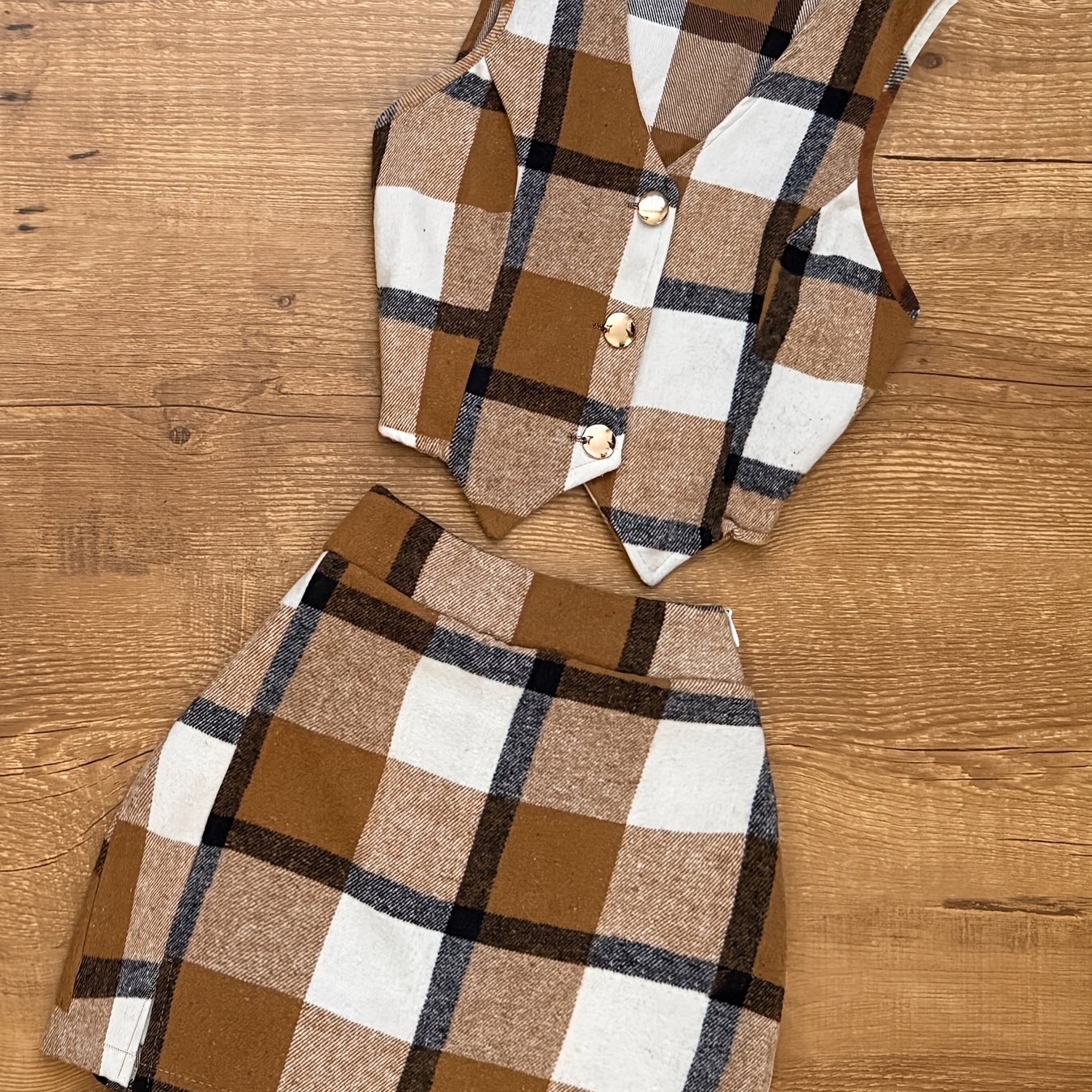 TEMU Autumn/winter New Arrival Apparel, Casual And Elegant, Vest & Zippered Waist-cinching Hem With Small Slit Design Cropped Skirt, Women's Skirt
