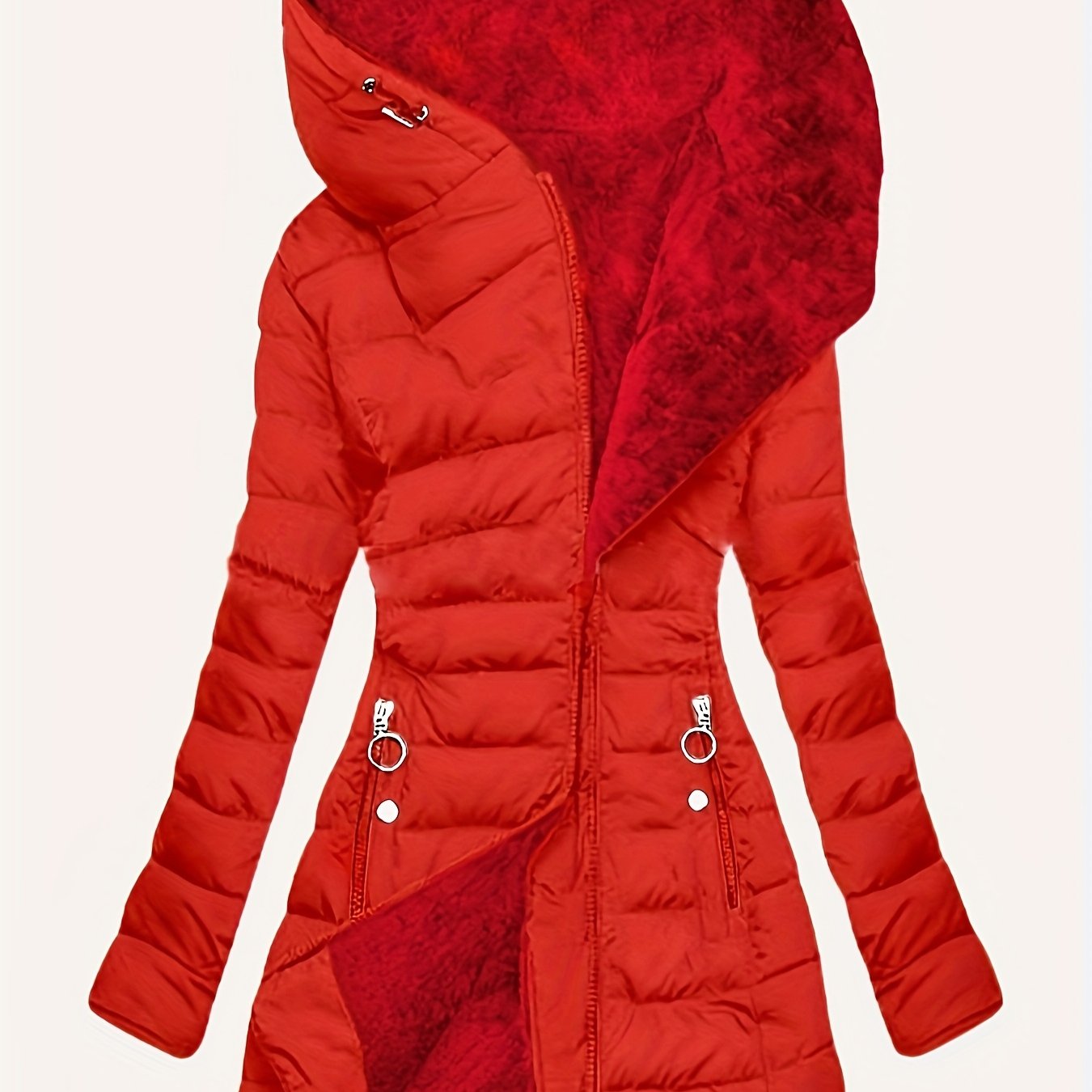 TEMU Elegante Chaqueta Especial para Mujer con Cremallera, Abrigo Entallado de Larga con Capucha