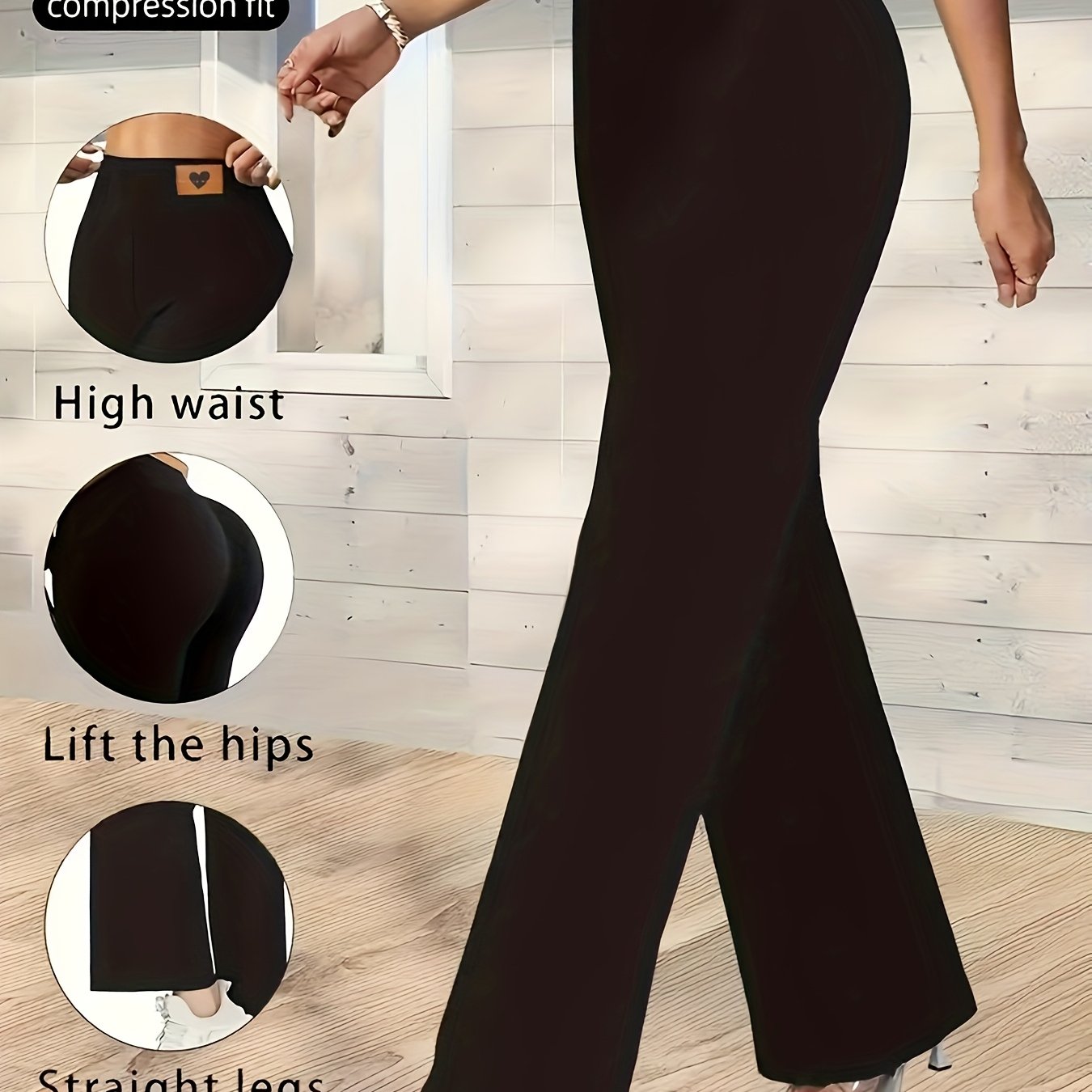 TEMU Plus Size Women's And Hip-lifting, High-waisted, Casual, Straight-leg, Solid Color Women's Trousers