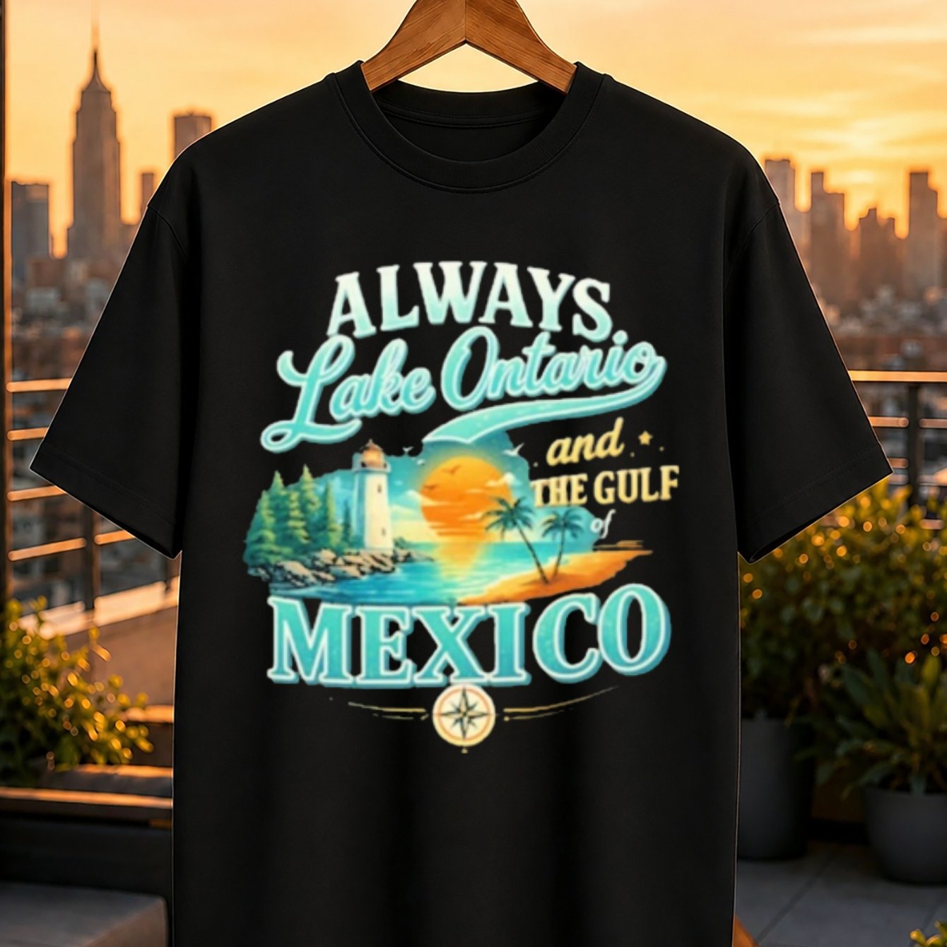 TEMU T-shirt unisexe avec motif graphique rétro de voyage représentant le , du Mexique, un phare tropical, une plage au coucher et une .