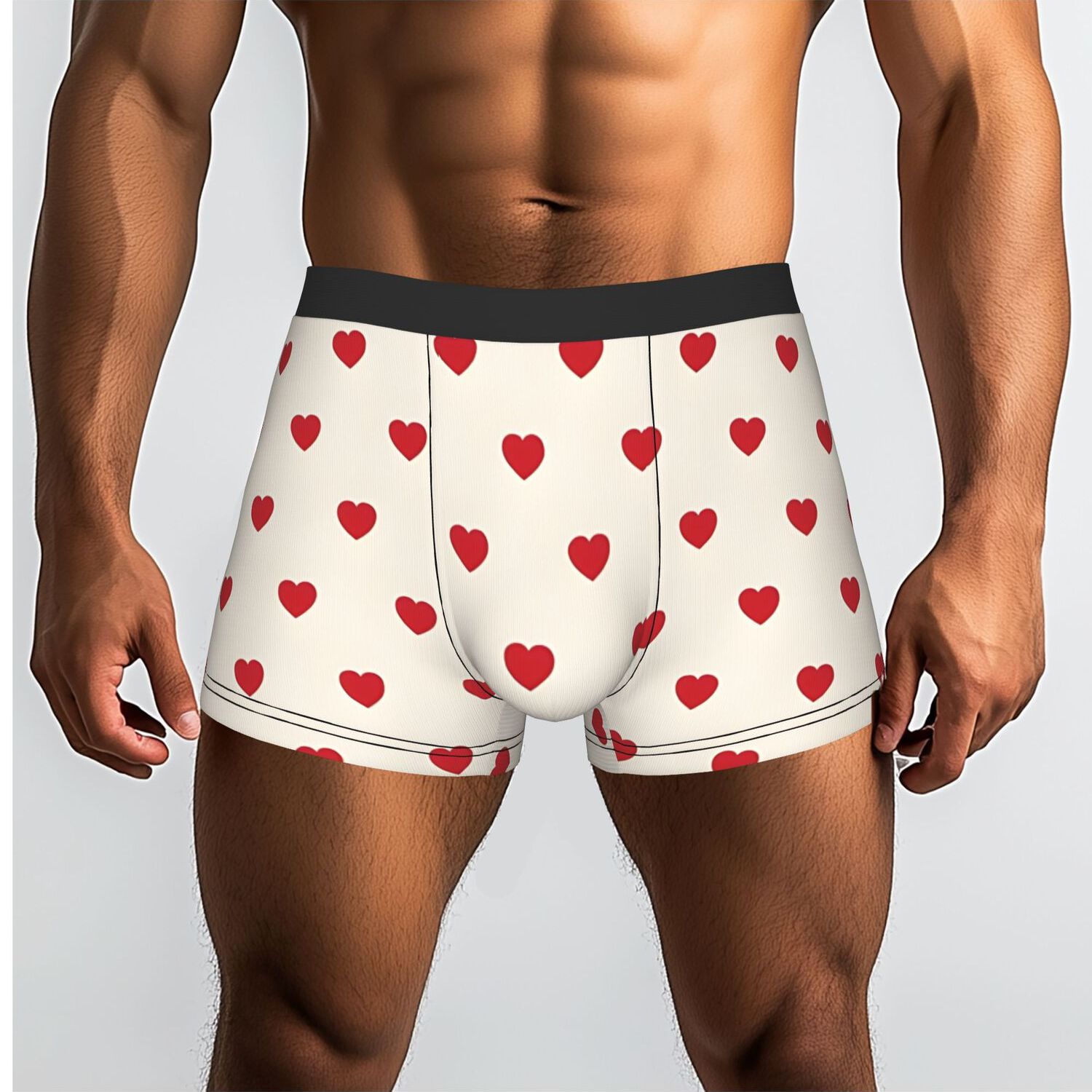 TEMU 1pc Hearts Pattern Underpants Breathbale Panties For Man Underwear Comfortable Shorts Boxer Briefs