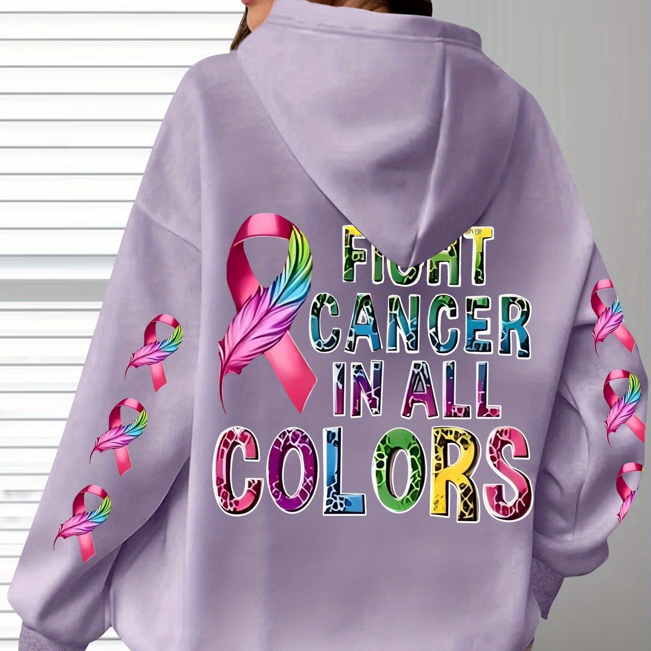 TEMU Plus Size - Plus Size - Hooded Sweatshirt With 3 Prints, Long Sleeves, And A Casual Oversized Design Featuring Letter Prints