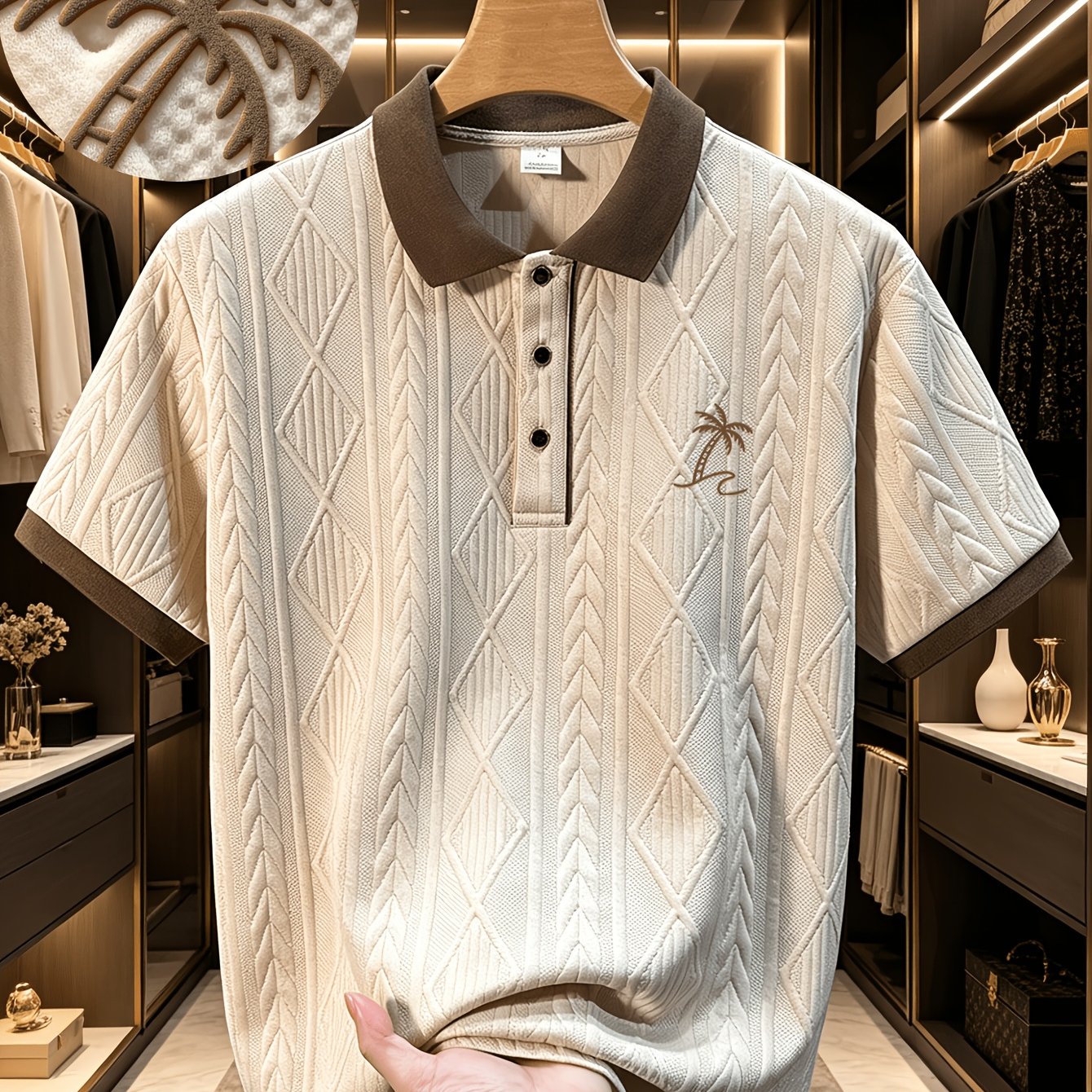 TEMU 39-fp014 New High-quality Men's Short-sleeve Lapel Shirt, Comfortable And Skin-friendly, Three-dimensional Cut, , Suitable For Summer Vacations