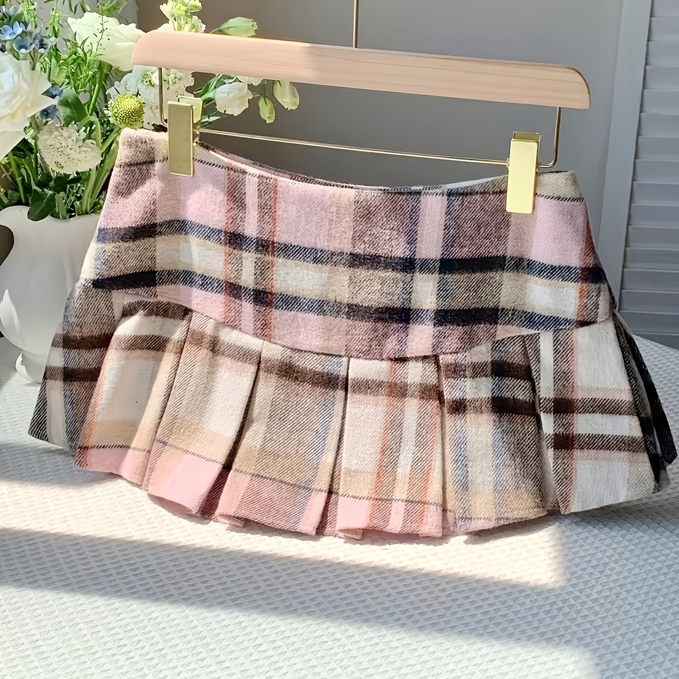 TEMU Women's Striped Pleated Skirt