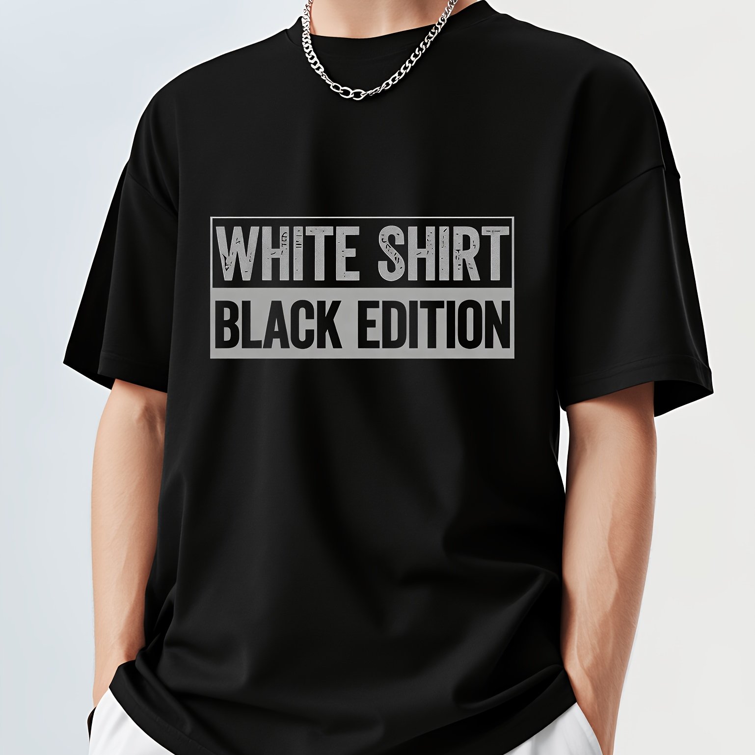 Image of Men' Shirt Black Edition Graphic T-shirt - Casual Crew Neck, Short 100% Cotton, Summer Essential