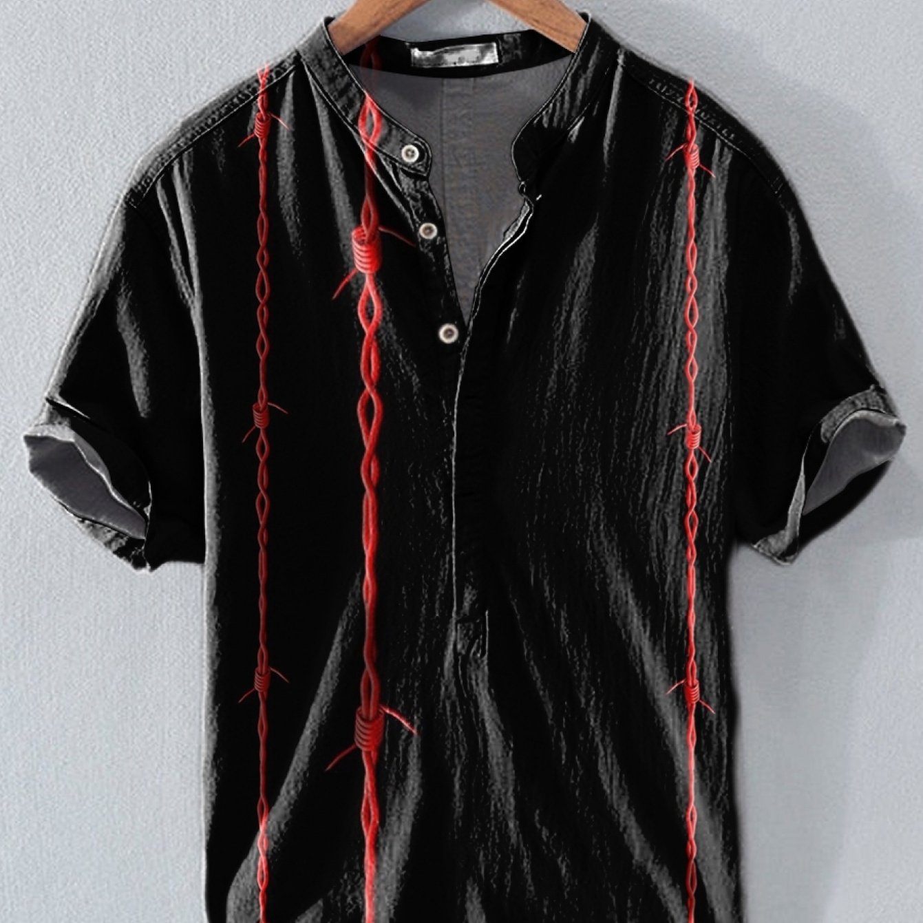 TEMU Men's Digital Printed Stand Collar Shirt