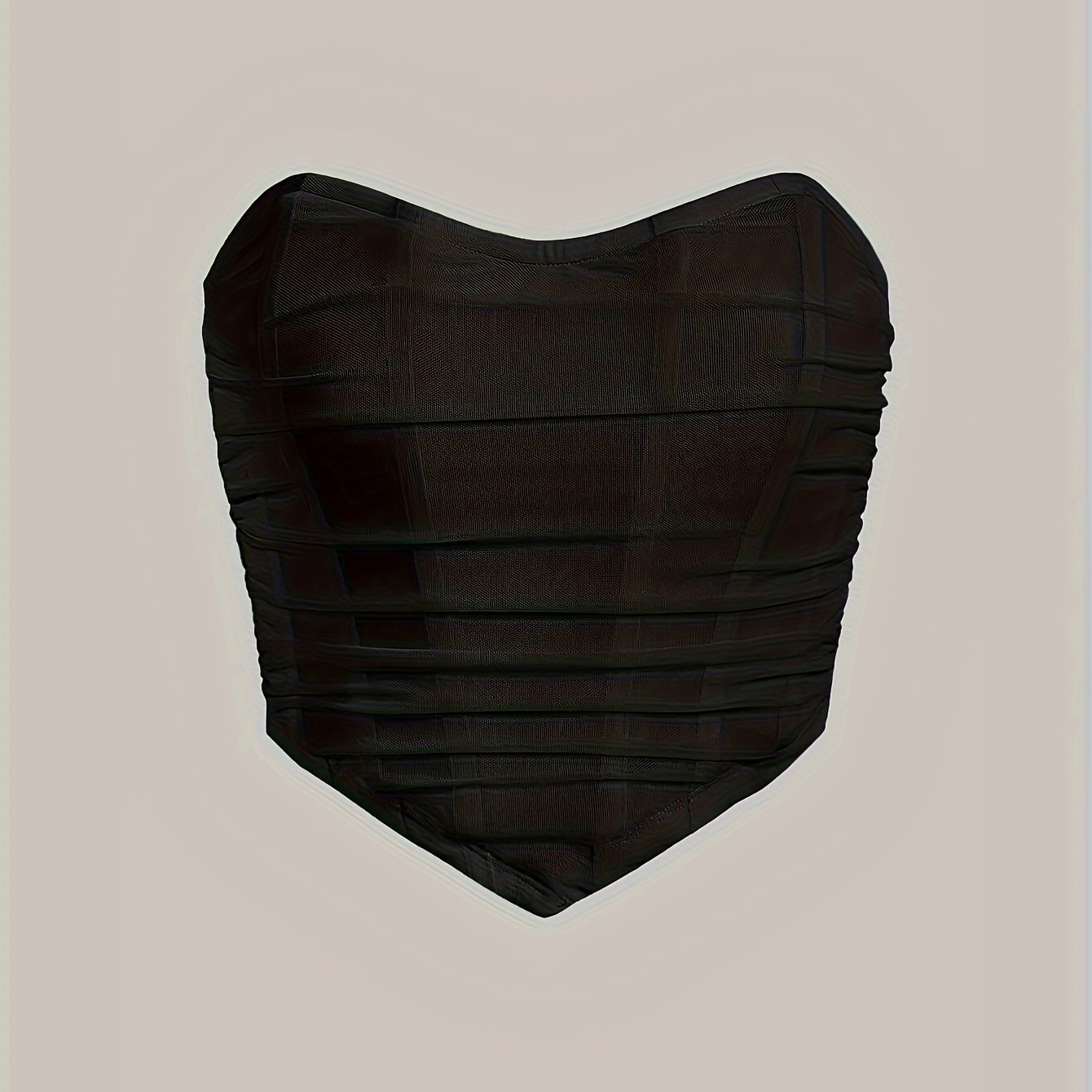TEMU Women's Fashion Solid Color Pleated Tube Scarf Design Black Top