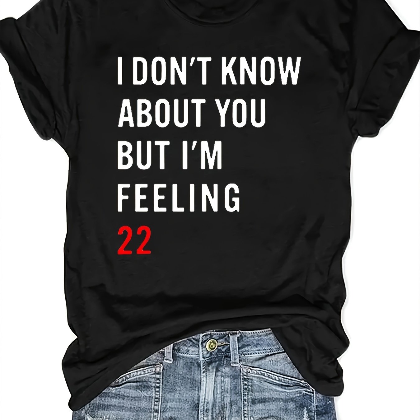 TEMU Print T-shirt, Short Sleeve Crew Neck Casual Top For, Summer Women's Clothing