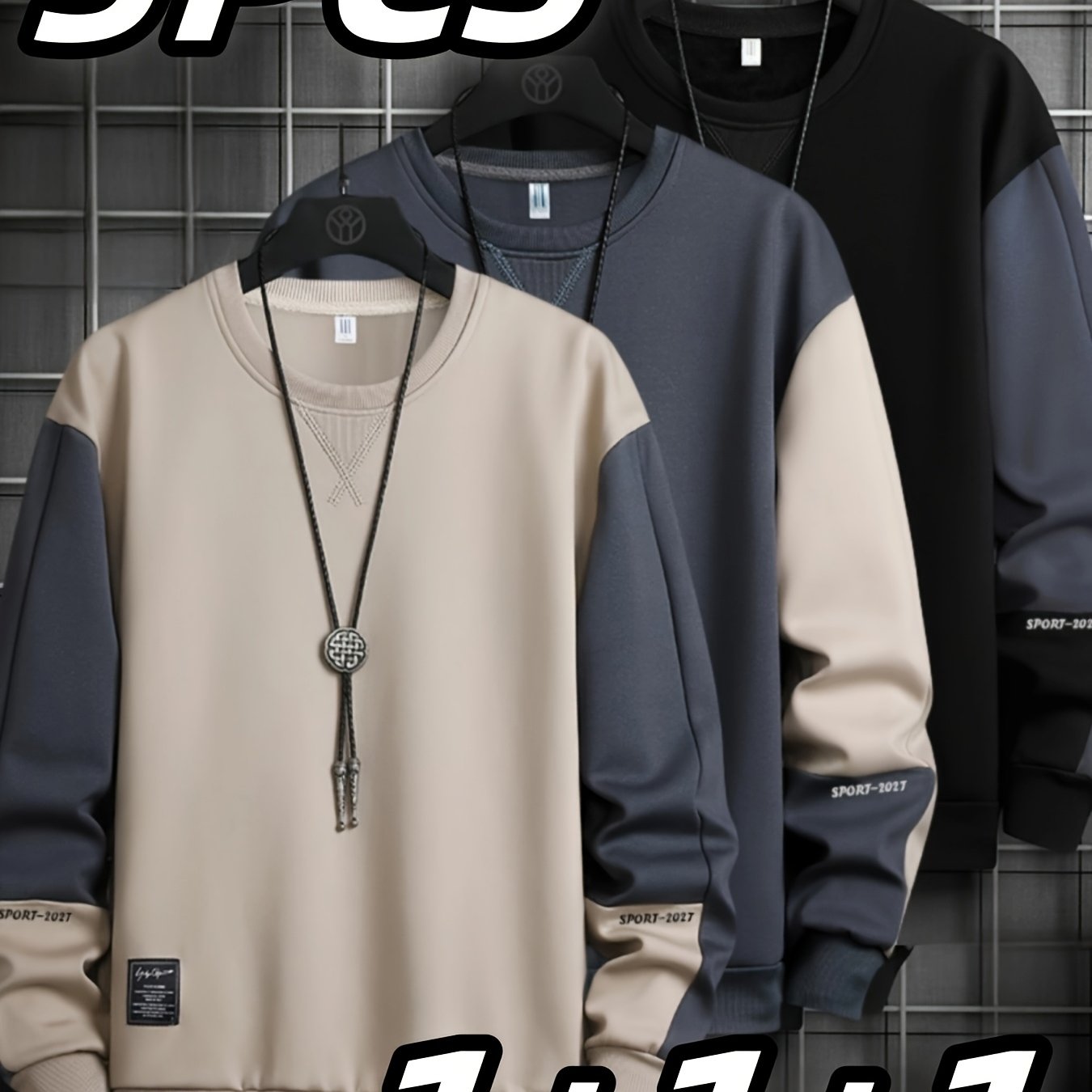 TEMU 3pcs Trendy Men's Hoodies, Solid Color Sweatshirts For Spring And Autumn, Comfortable And Versatile Loose Hoodies