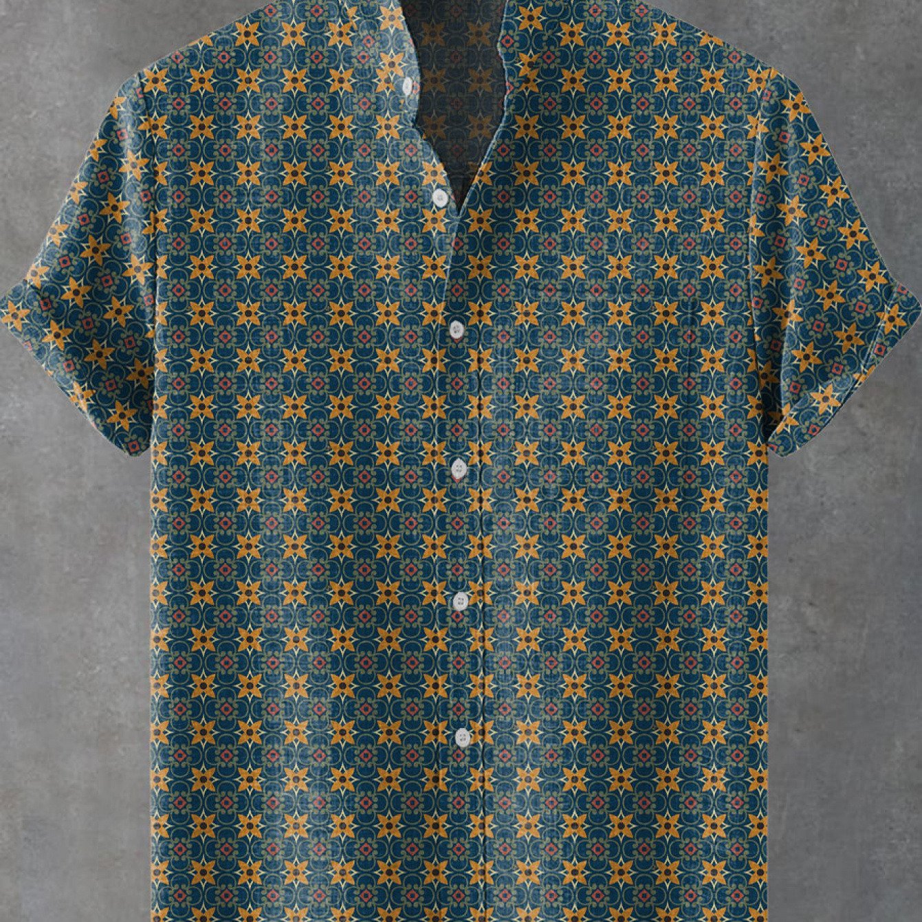 Men's Stand Collar Shirt With Pockets