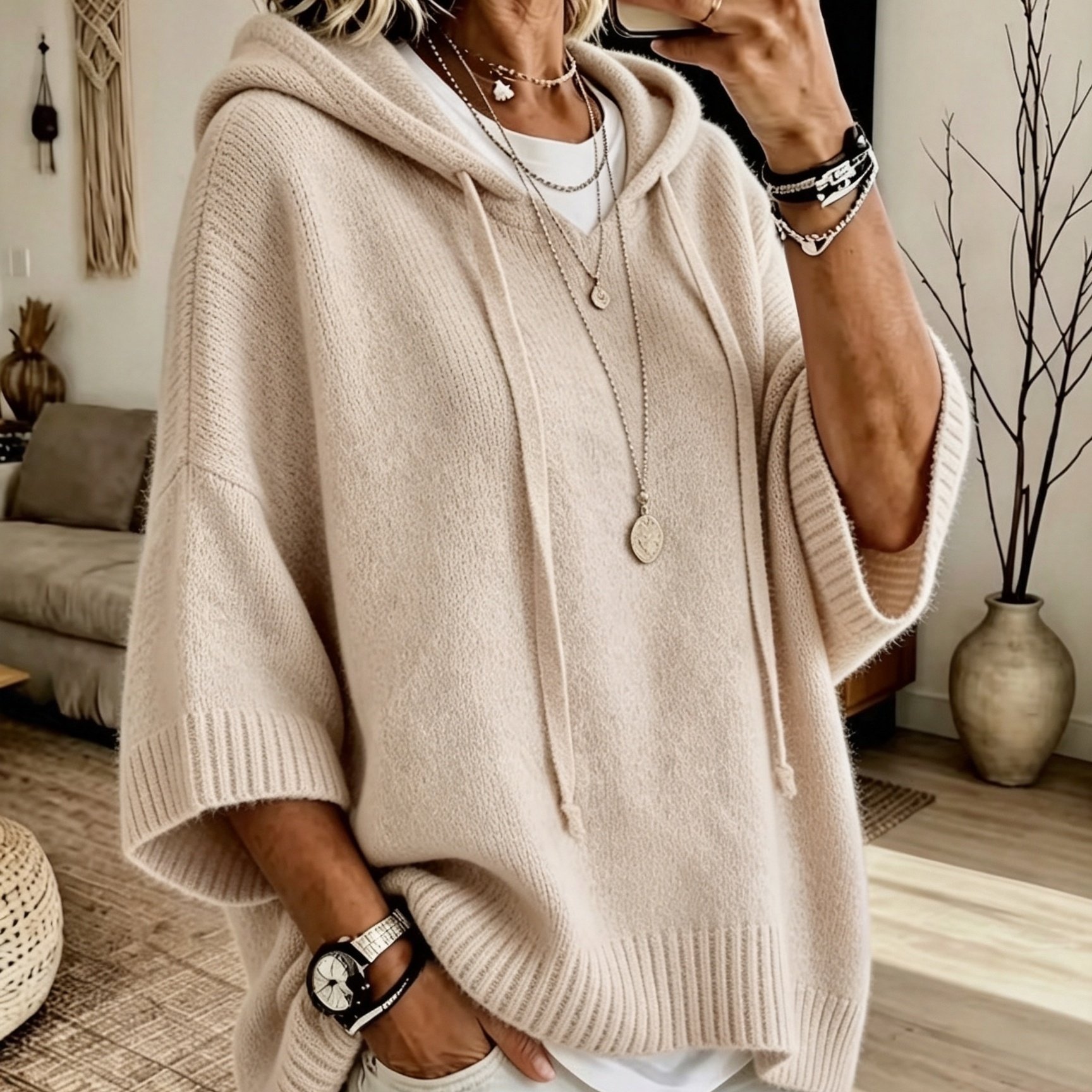 TEMU Lässiger Damen-Kapuzenpullover mit Kordelzug, ein Frühlings-/Herbst-Top für kurvige Frauen, geeignet für Pendeln Freizeitkleidung. Fällt aus,