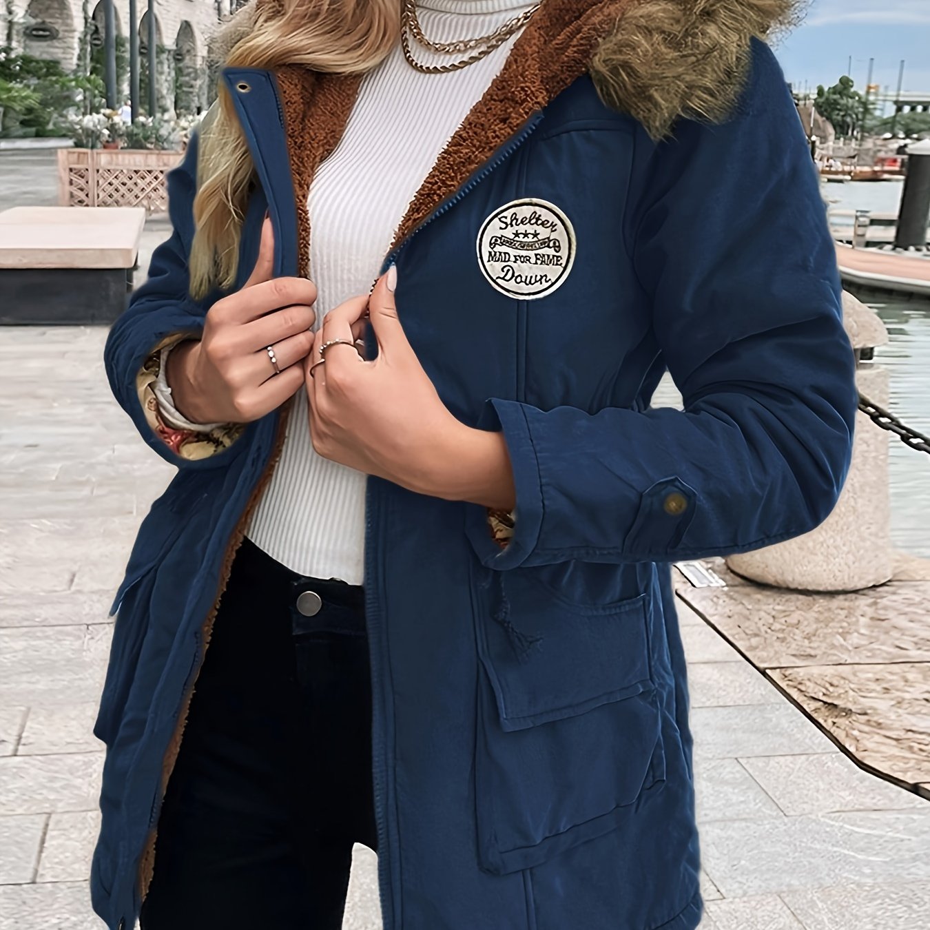 TEMU Women's Winter Warm Long Pockets Parka Jacket