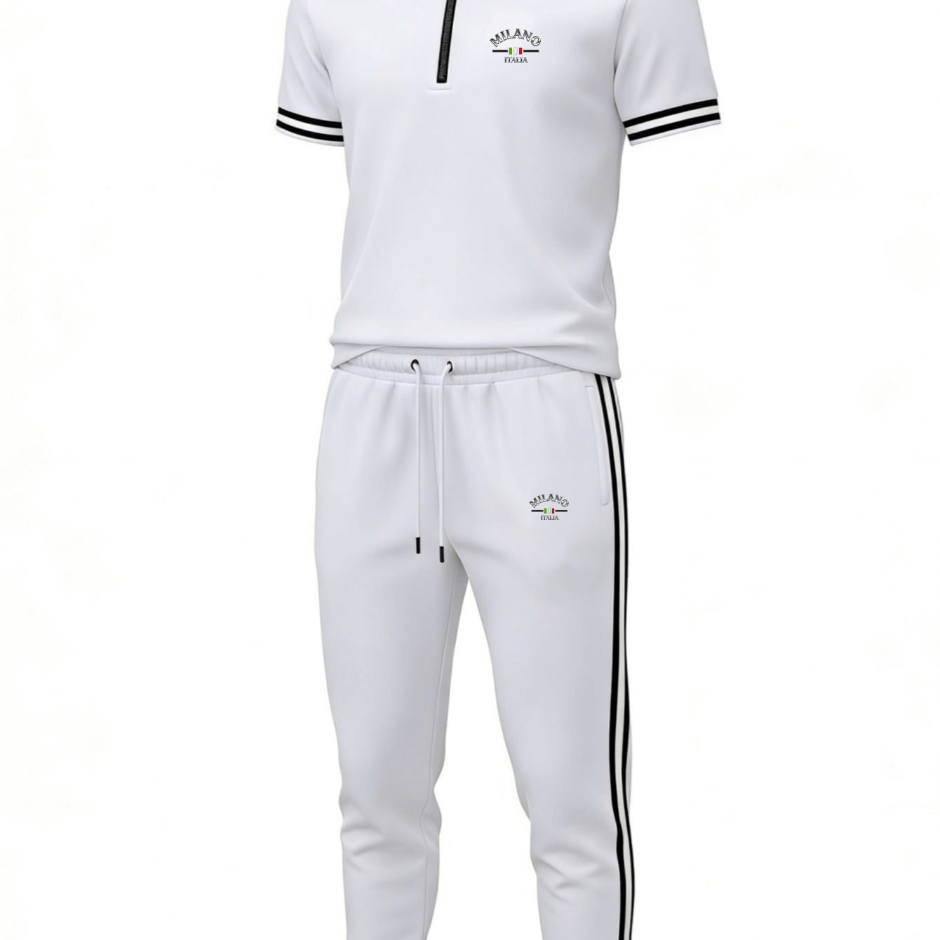 Image of 2pcs Set: Men's Casual Sportswear (short-sleeve Shirt And Long Pants) - Ideal For Outdoors And Everyday Wear - Multiple Colors