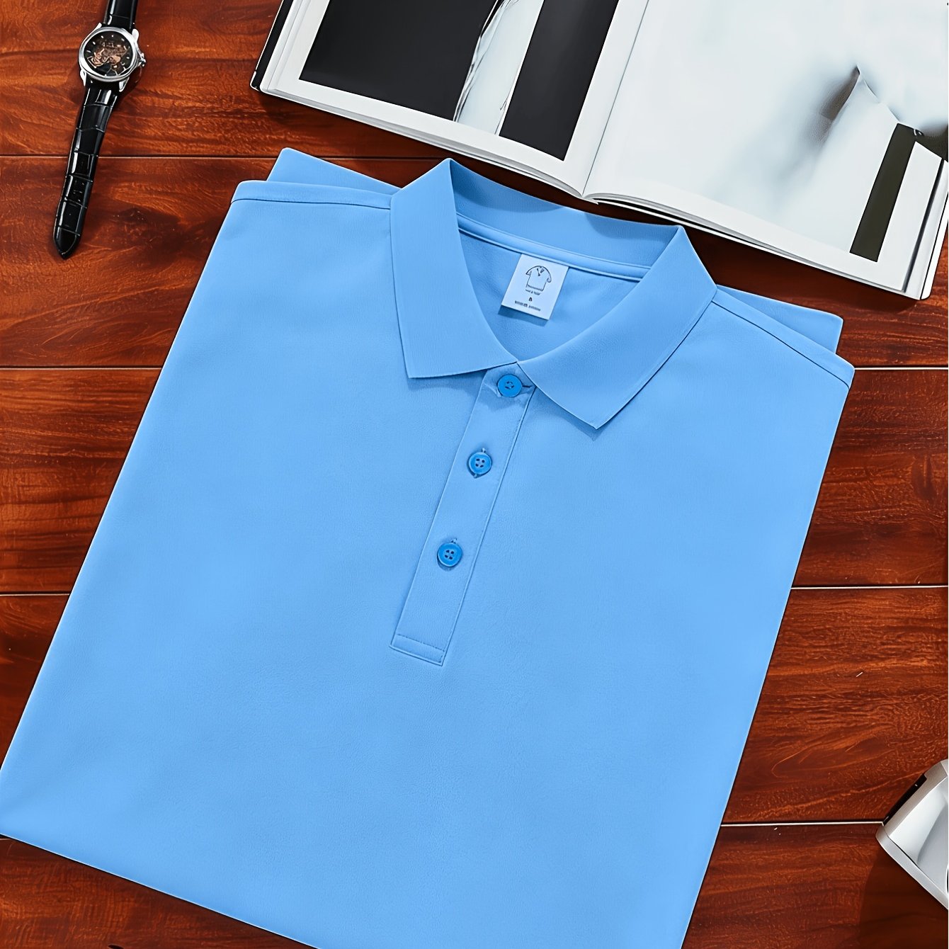 TEMU [shule Water Obm]spring And Summer Men' Color Shirt - Men's Short-sleeve Stand Collar Shirt - Men's Business Short-sleeve T-shirt - Holiday Gift