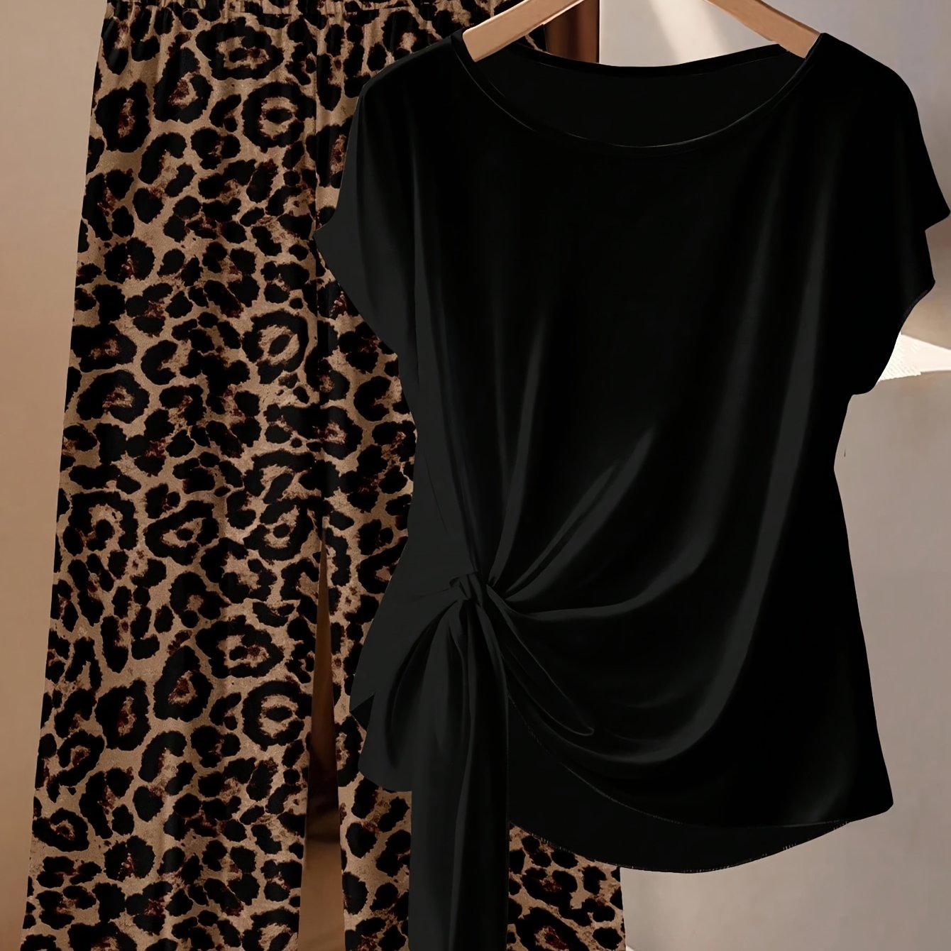 TEMU Women's Fashion Casual Leopard Print Popular Pants Set