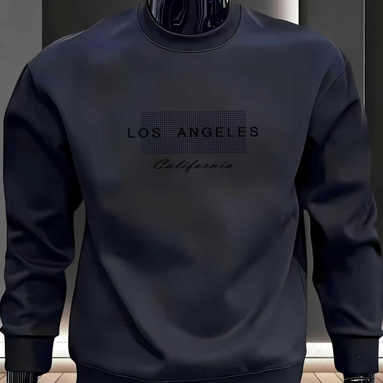 TEMU Men's Fashionable Trendy Regular Crew Neck Sweatshirt, Easy Casual , Long Sleeve Crew Neck Sweatshirt With Heat Transfer Print