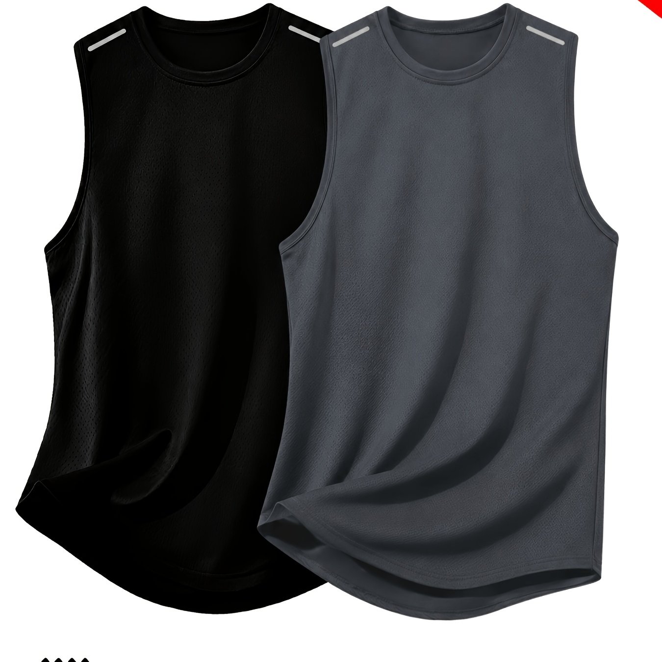 TEMU 2pcs Men's Quick-dry Athletic Tank Tops - Breathable Sleeveless Fitness Shirts, Round Neck Design, Lightweight For Night Running, Cycling, And