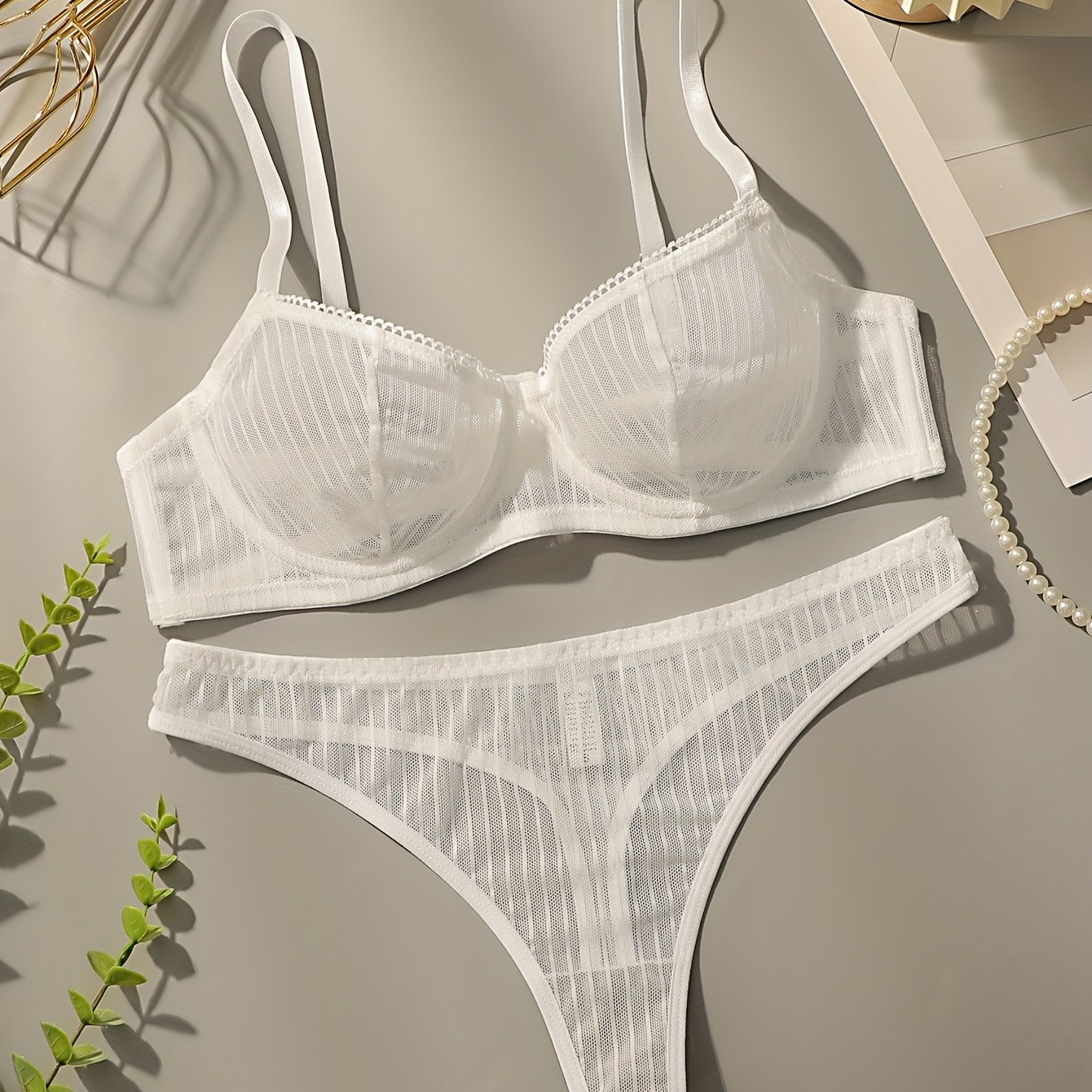 1 Set Sexy Bra And Panties | Thin, Breathable, Comfortable, No Padding, Drop Waist Lingerie Set For