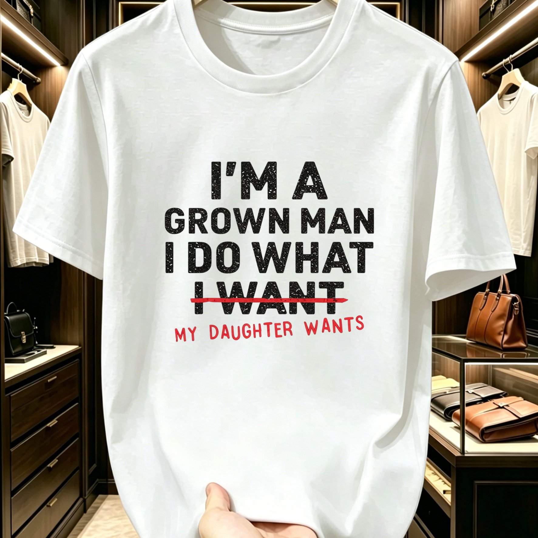 TEMU Men's I'm A Grown Man My Daughter Funny Dad Quote Graphic Crew Neck Short Sleeve T-shirt, Breathable Quick Dry Summer Casual Tops