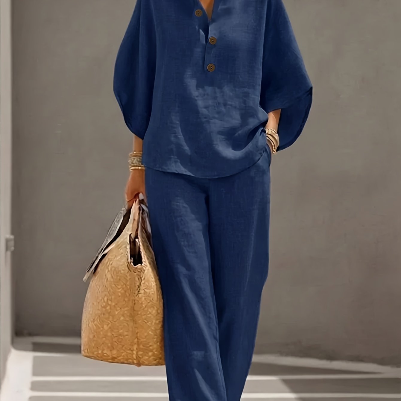 TEMU /summer Women's Shirt And Pants 2pcs Set