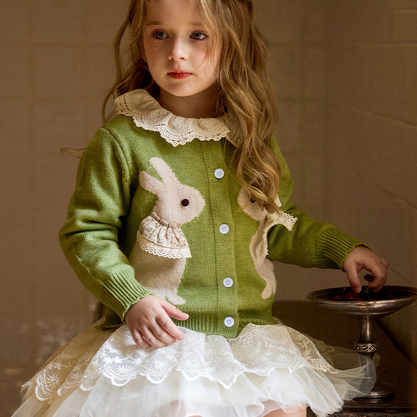 Image of Girls' Knitted Jacquard Cardigan, Autumn Outerwear, Children's Knitted Cardigan, Girl's Spring/autumn Top,christmas,halloween