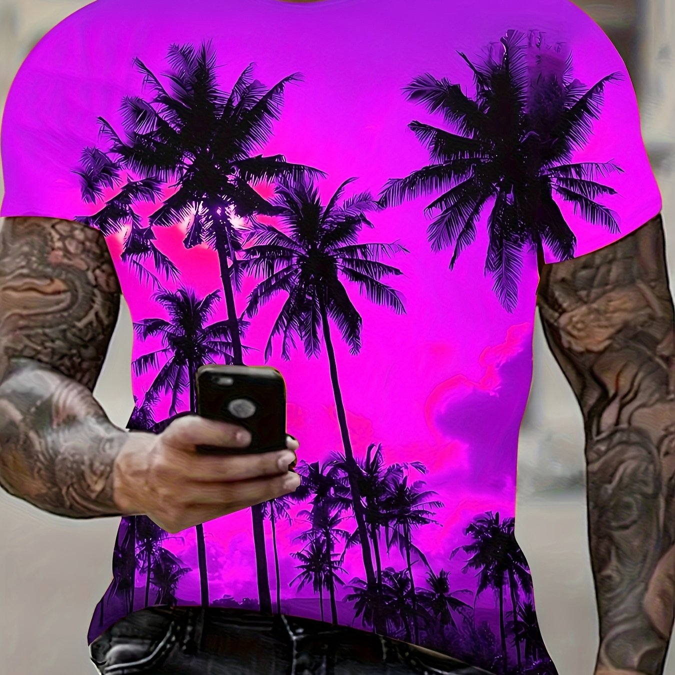 TEMU - Men's Summer Coconut Tree T-shirt
