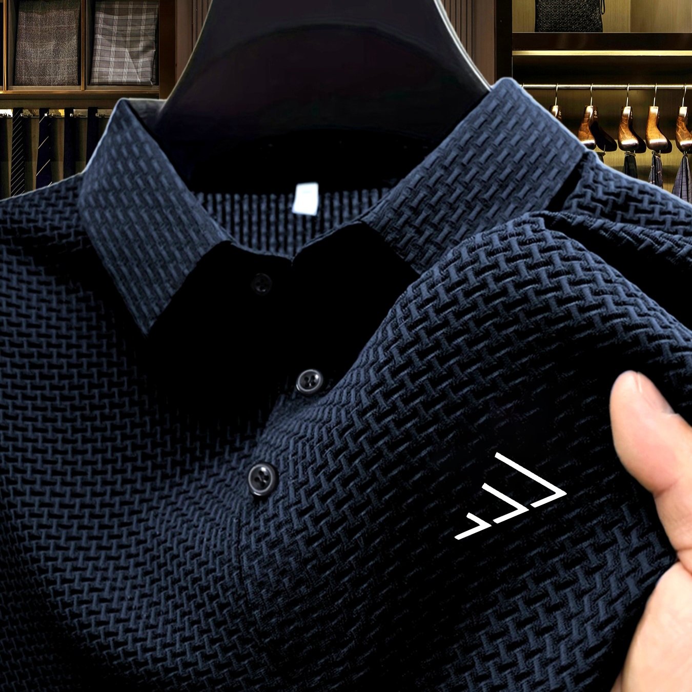 TEMU Back-to-school Geometric Mountain Pattern Plus Size Men's Outdoor Golf, Equestrian Casual , Short Sleeve Textured Tattoo Fabric, Mature Men's