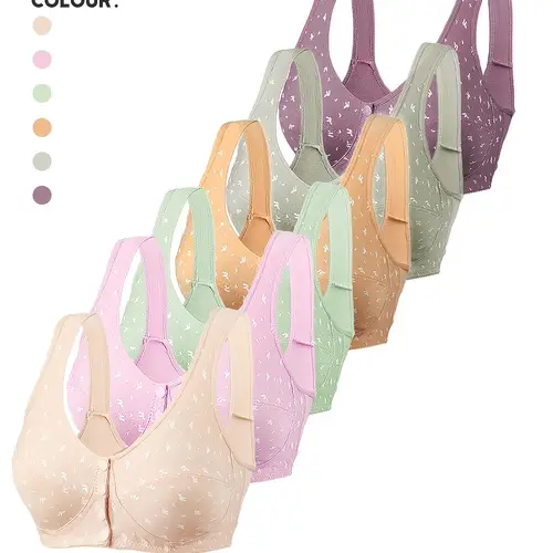 one pack of six 6pcs large size womens front bra womens soft vest style large size bra fashionable and comfortable womens non wired large size fashion bra breathable large size bra