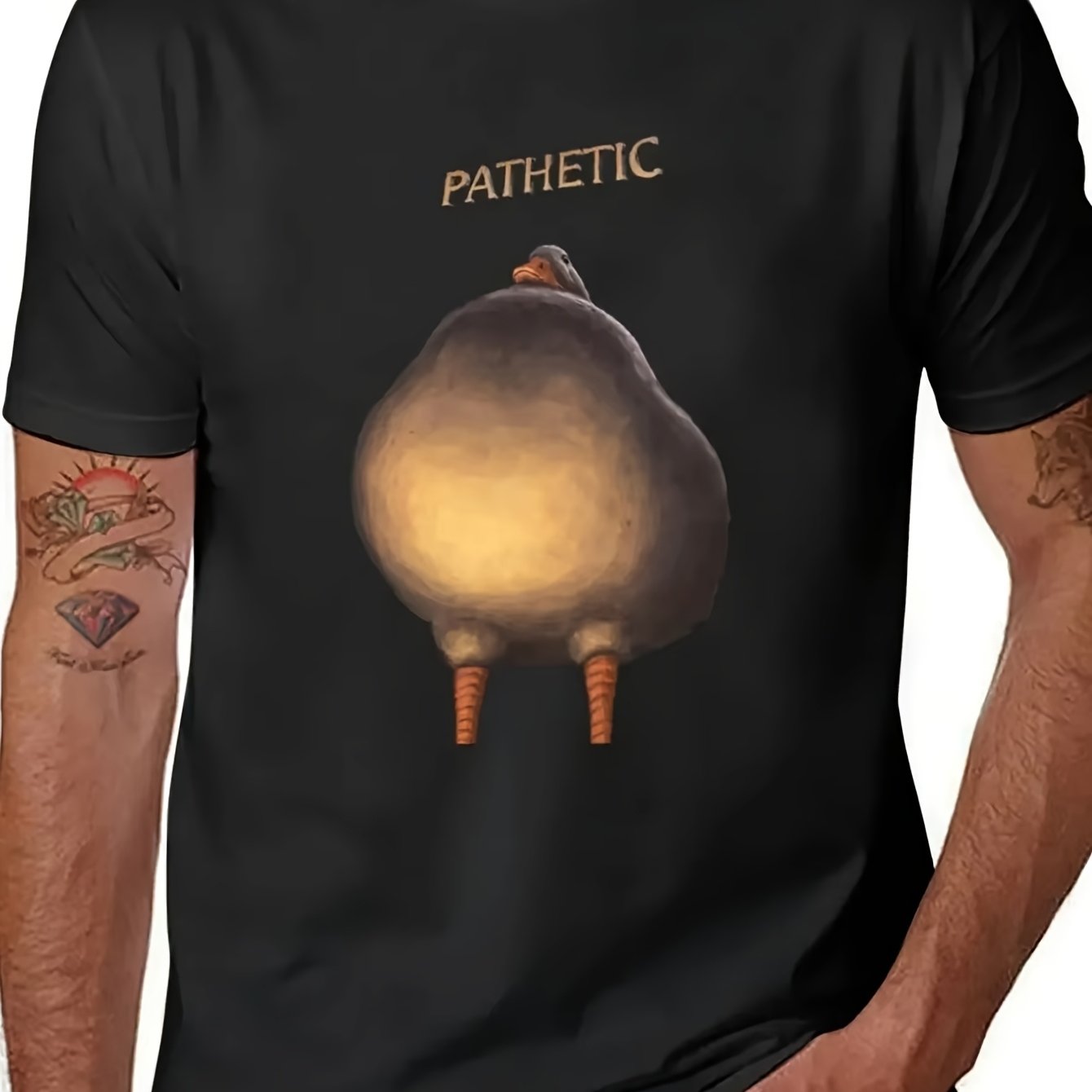 Vintage Men's T-shirts In Plus Sizes Featuring -drying Graphic Of A Judgmental Duck
