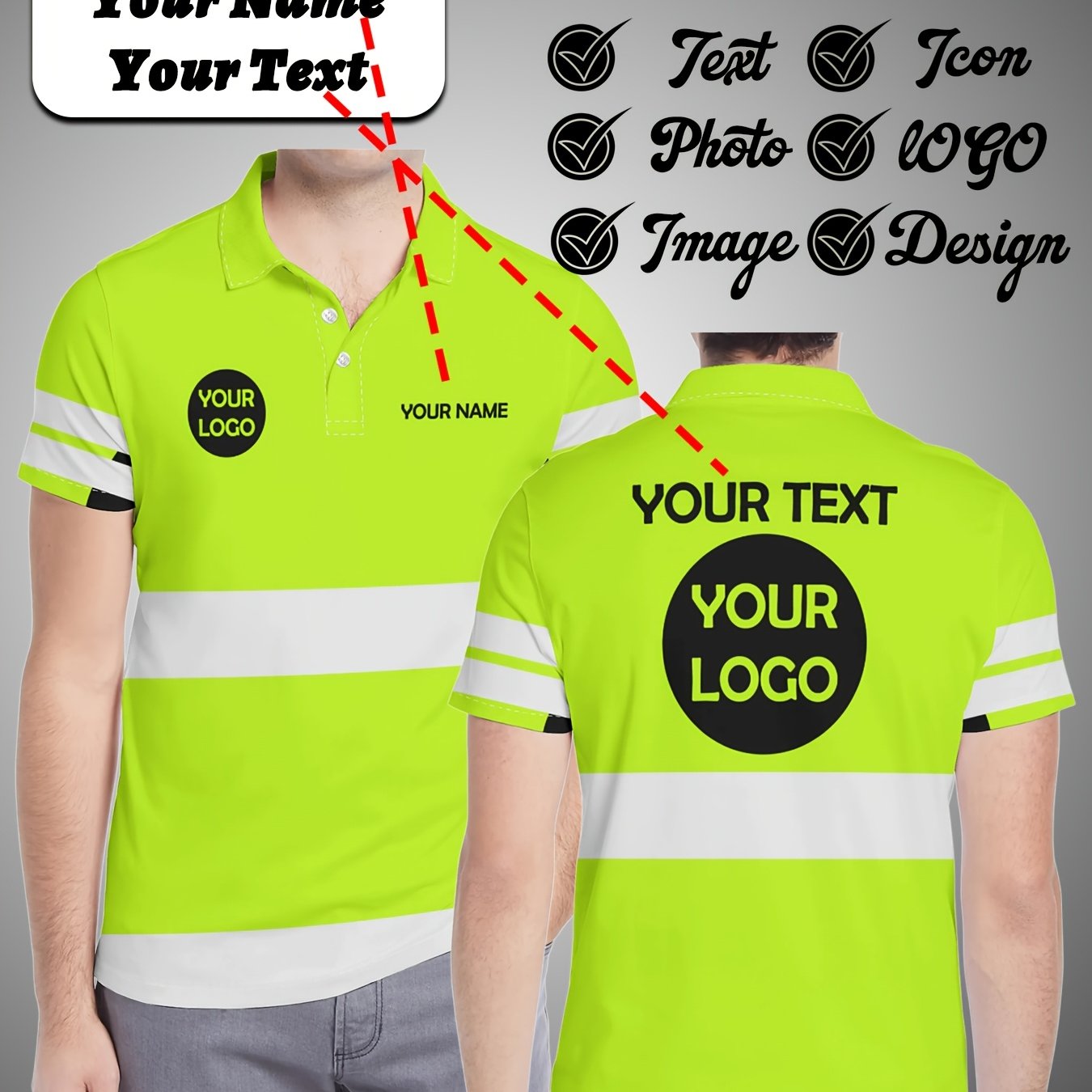 TEMU Custom Men's Shirts - Personalized Text, Names/logos, Suitable For Various Events, Versatile Team Attire, Casual And Formal Occasions, Machine